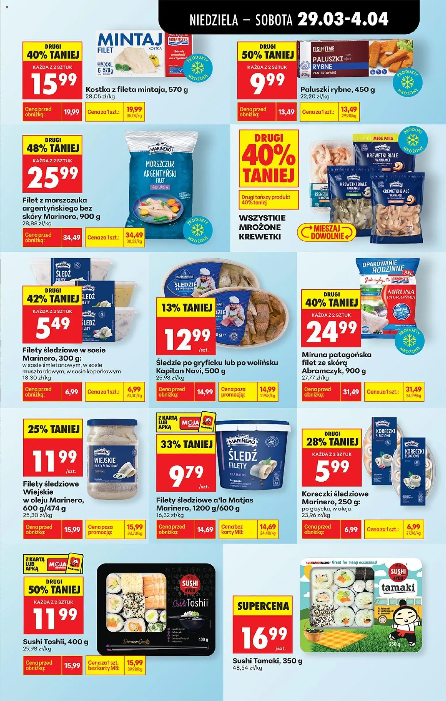 Biedronka gazetka od niedzieli od 29.03.2026 | Strona: 41 | Produkty: Karta, Śledź, Krewetki, Filety śledziowe a'la matjas