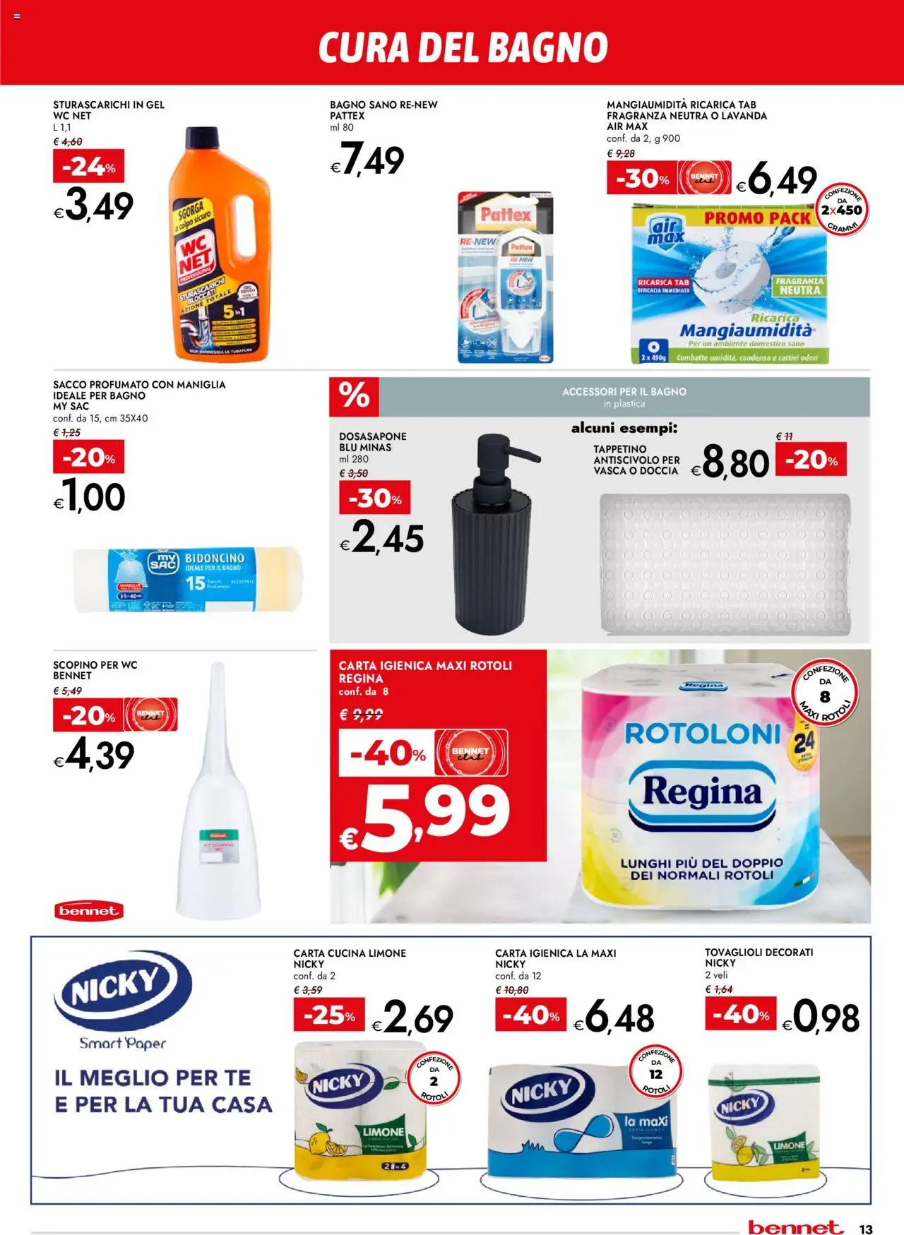 Volantino bennet del 21.08.2025 | Pagina: 13 | Prodotti: Carta igienica, WC, Bagno, Doccia