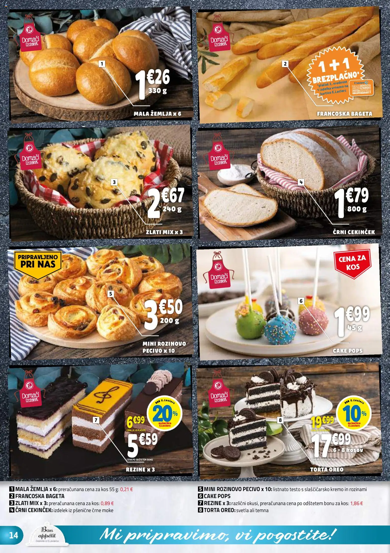 Novi E.leclerc katalog ponudbe – veljaven od 07.01.2026 | Stran: 14 | Izdelki: Žemlja, Torta, Kos