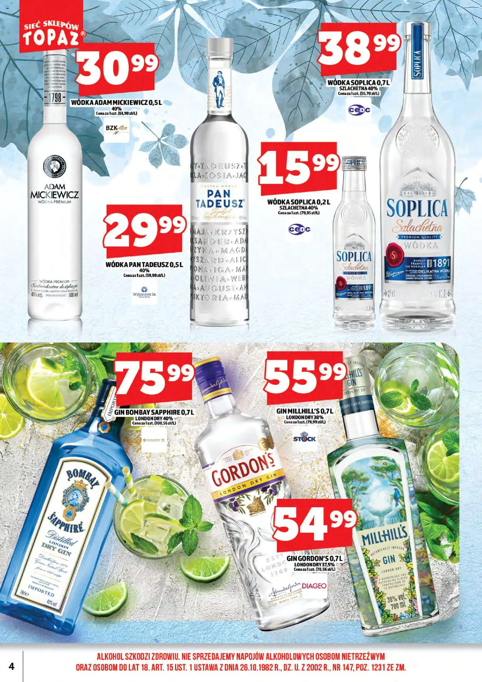 Topaz Gazetka alkoholowa od 17.11.2025 | Strona: 6 | Produkty: Gin Bombay, Gin, Alkohol, Wódka
