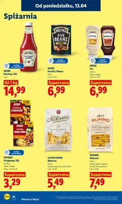 Pogląd oferty "LA MOLISANA Makaron, 500 g, farfalle rigate lub maccheroni, 1 kg = 10,98" - ważna od 13.04.2026 | Strona: 76 | Produkty: Ketchup, Penne, Makaron, Sos