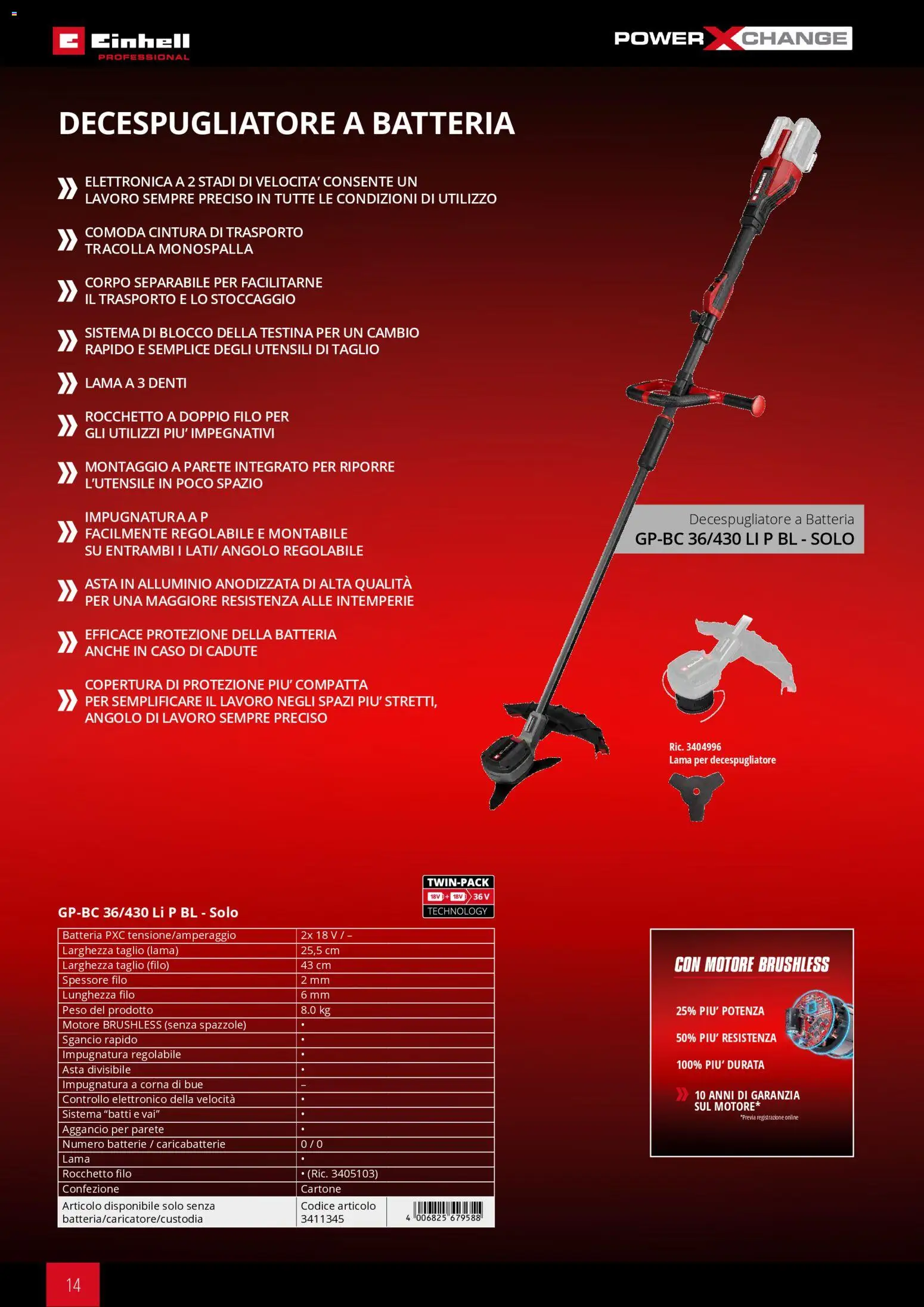 Volantino Einhell del 17.03.2026 | Pagina: 16 | Prodotti: Decespugliatore, Alluminio, Batteria, Batterie