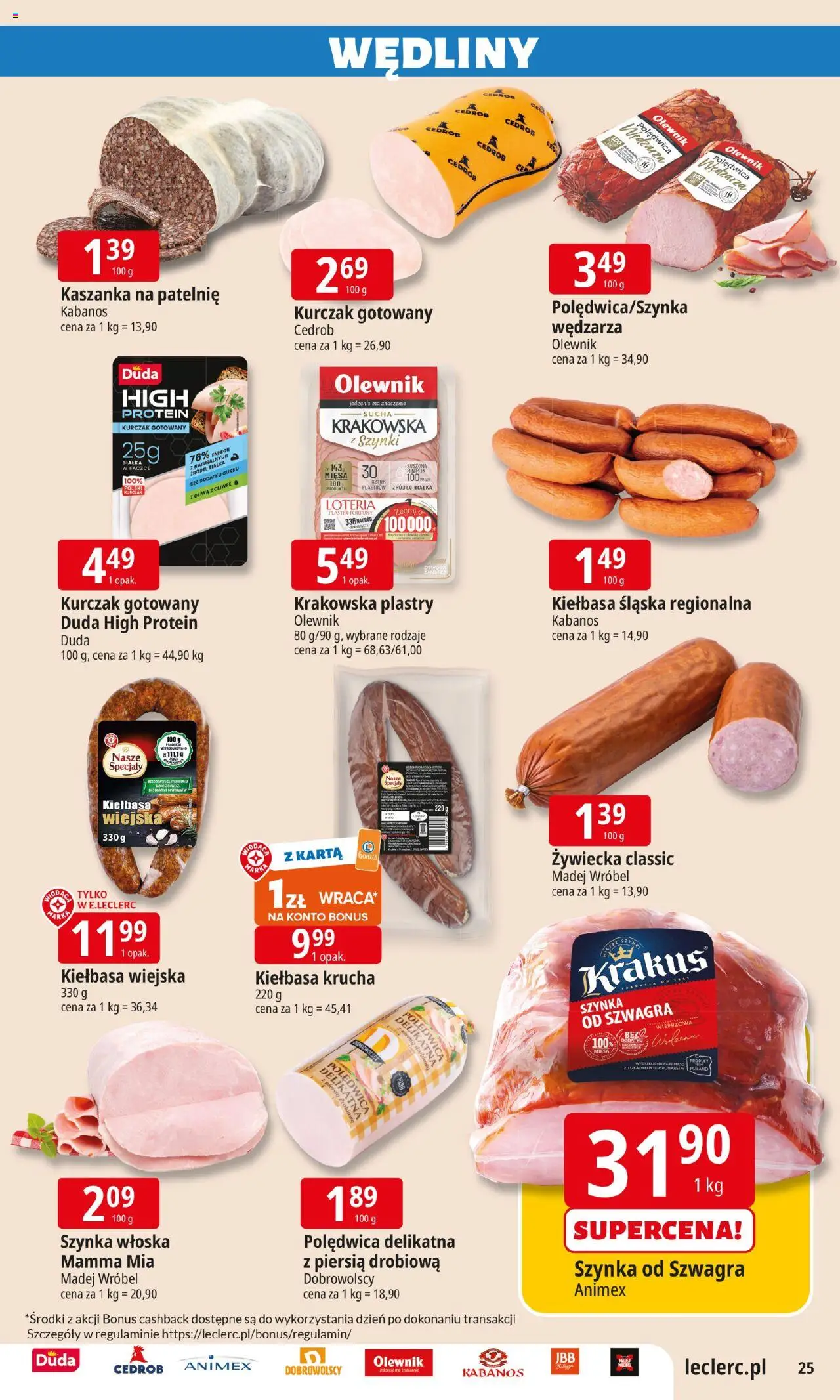 E.Leclerc Gazetka - Wrocław od 02.09.2025 | Strona: 24 | Produkty: Oliwa z oliwek, Szynka, Patelnie, Wędliny