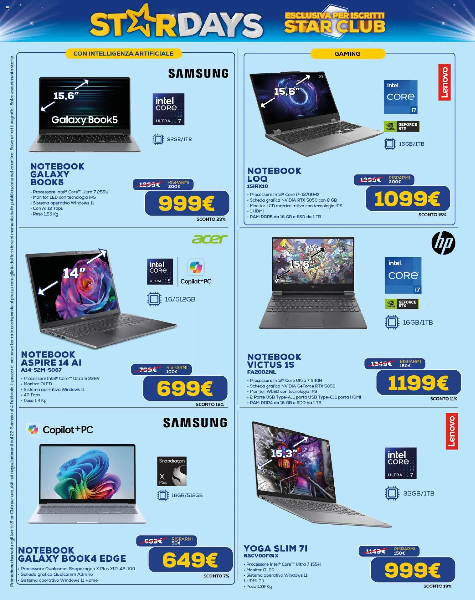 Volantino Euronics del 22.01.2026 | Pagina: 6 | Prodotti: Monitor, Notebook, USB, Samsung