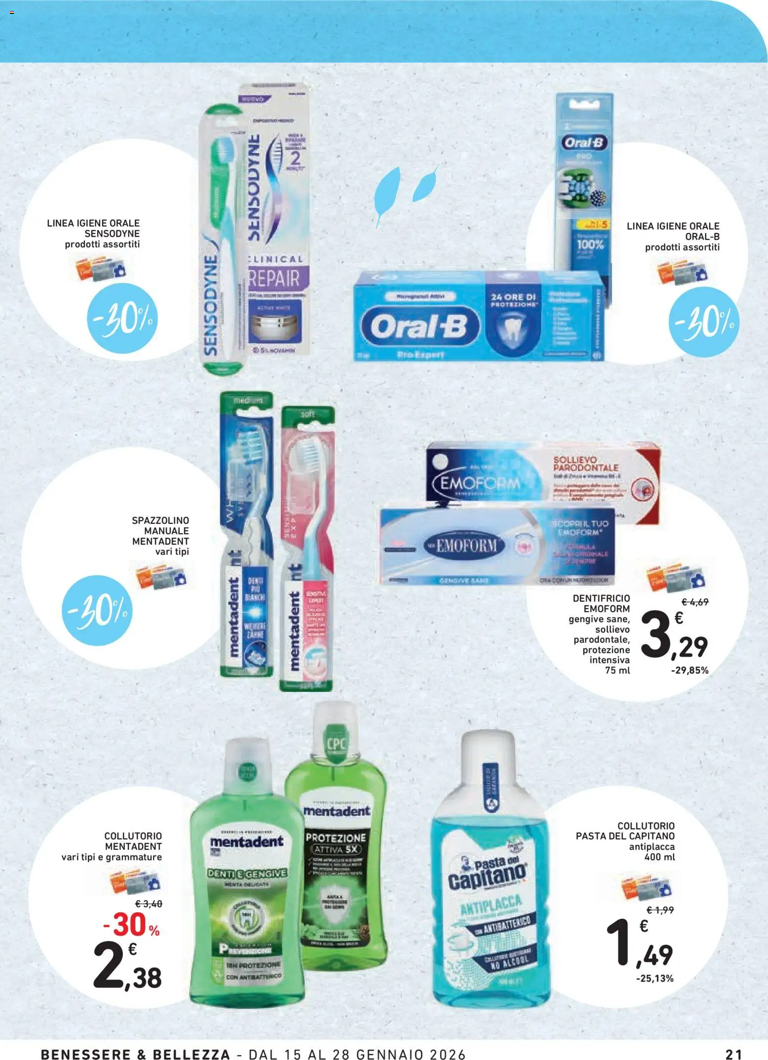 Volantino Conad del 15.01.2026 | Pagina: 21 | Prodotti: Spazzolino, Collutorio, Pasta, Menta