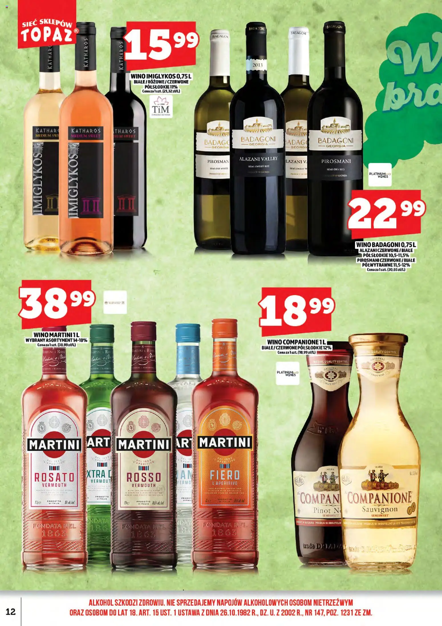 Topaz gazetka alkoholowa od 16.03.2025 | Strona: 14 | Produkty: Martini, Alazani Valley, Wino, Alkohol