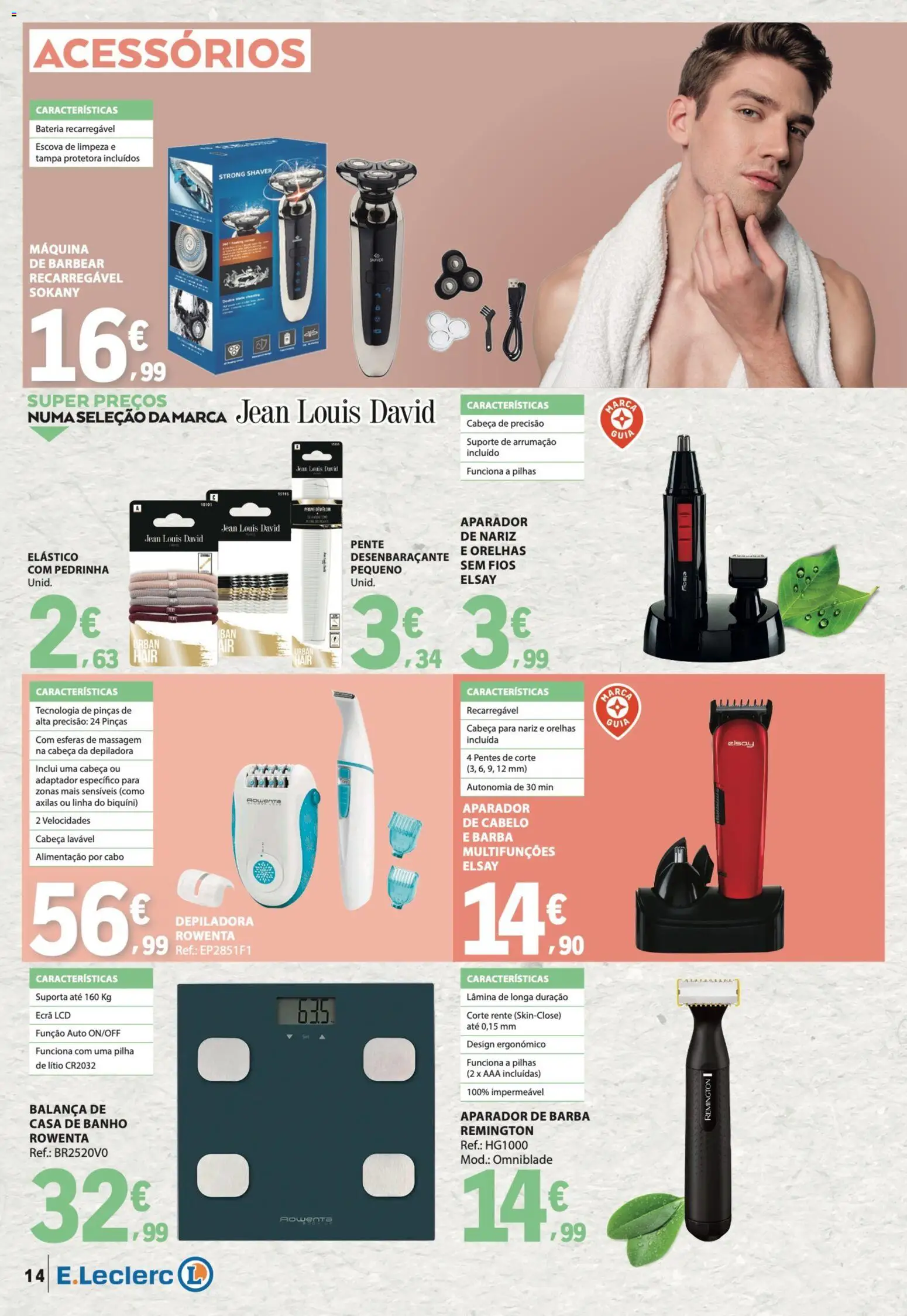 E.Leclerc folheto Especial Beleza │ válido de 07.04.2026 | Página: 14 | Produtos: Adaptador, Aparador, Casa de banho, Bateria