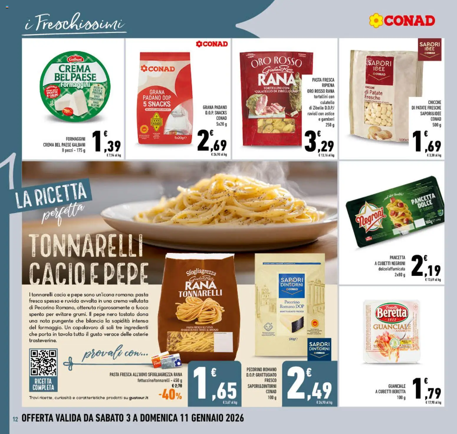 Volantino Conad del 03.01.2026 | Pagina: 12 | Prodotti: Pepe, Pasta, Gnocchi, Pecorino Romano