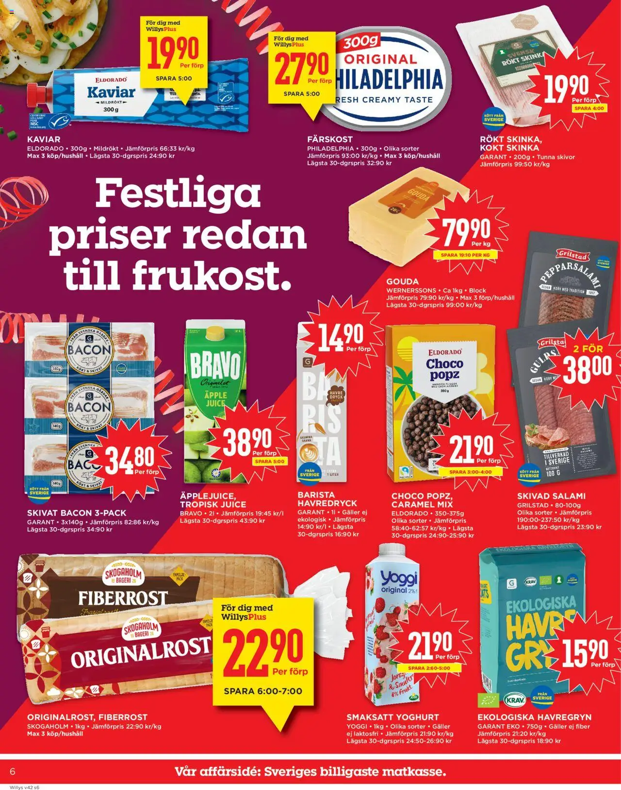 Willys reklamblad aktuell från 13.10.2025 | Sida: 6 | Produkter: Yoghurt, Skinka, Äpple, Yoggi