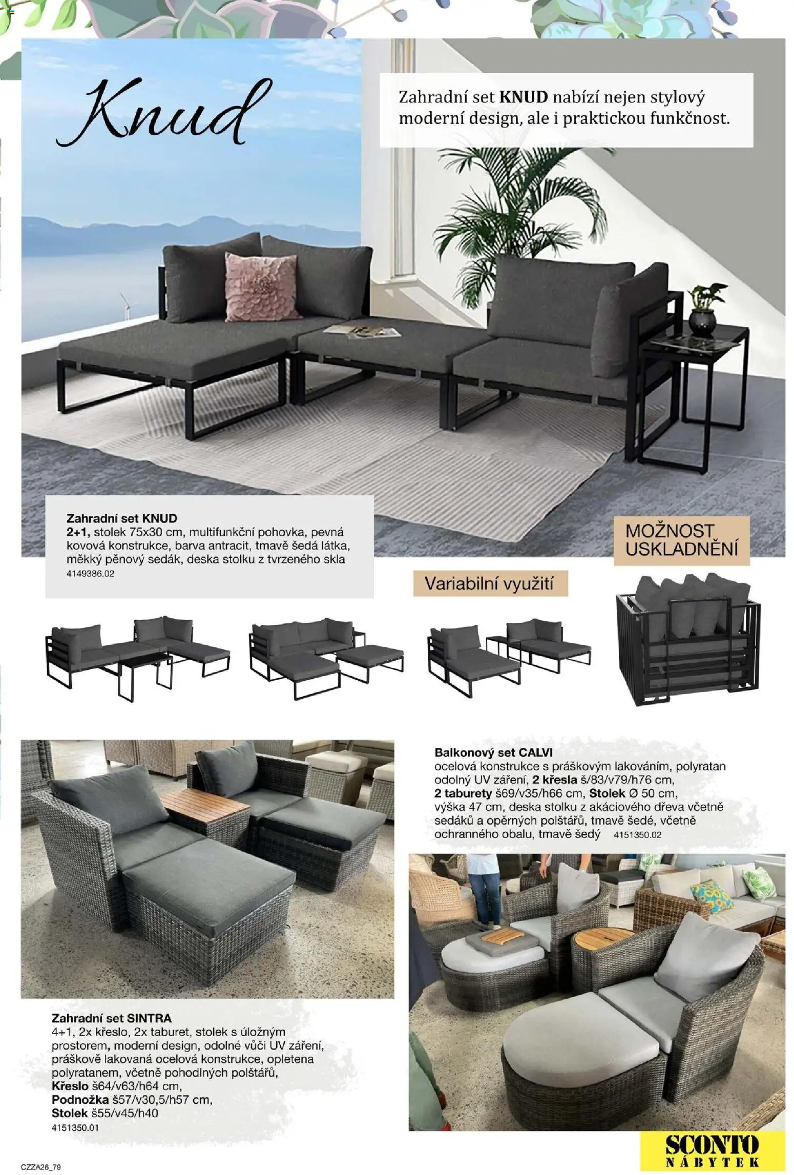 Sconto nábytek katalog - Zahradní speciál od 01.01.2026 | Strana: 79 | Produkty: Křesla, Nábytek, Stolek, Taburety