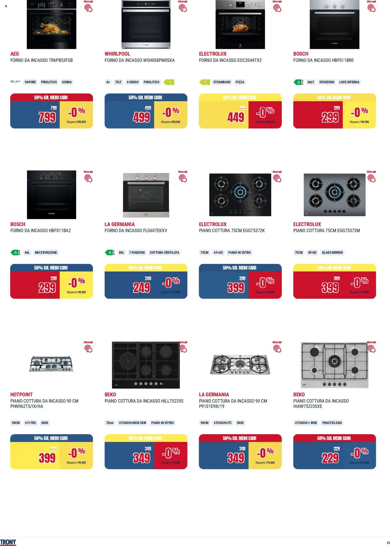 Volantino Trony del 19.02.2026 | Pagina: 23 | Prodotti: Pizza, Piano cottura, Forno