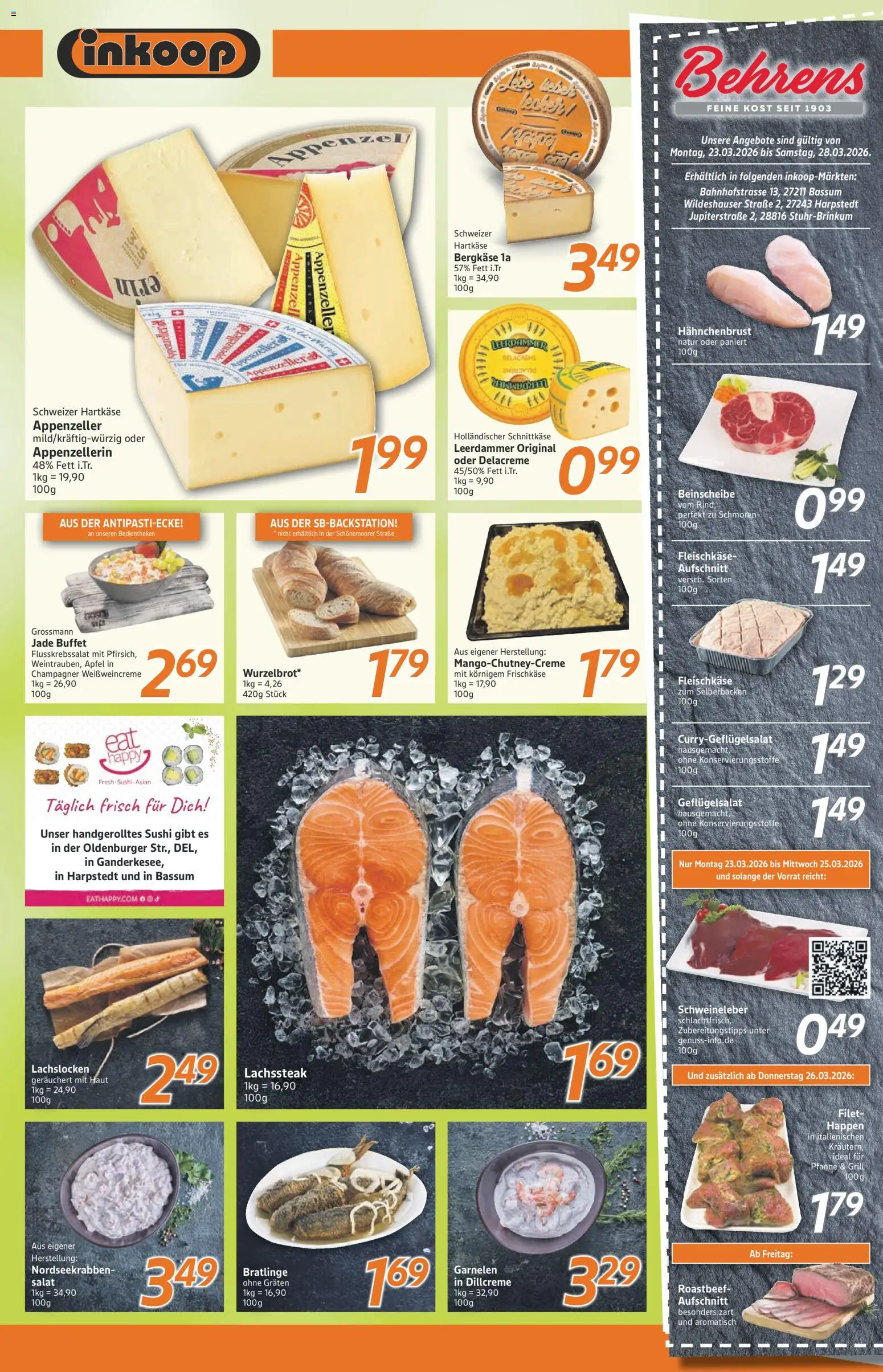 Inkoop Prospekt – gültig ab 23.03.2026 | Seite: 4 | Produkte: Äpfel, Garnelen, Leerdammer, Roastbeef