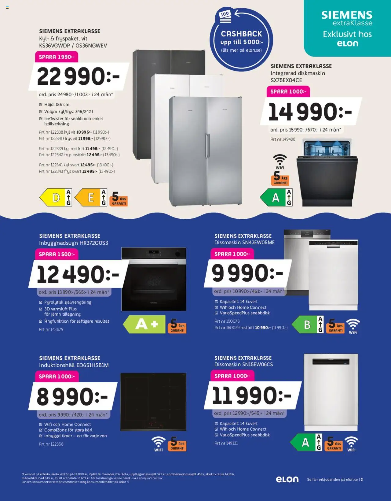 Elon reklamblad aktuell från 29.09.2025 | Sida: 3 | Produkter: Diskmaskin, Kuvert, Wifi, Frys