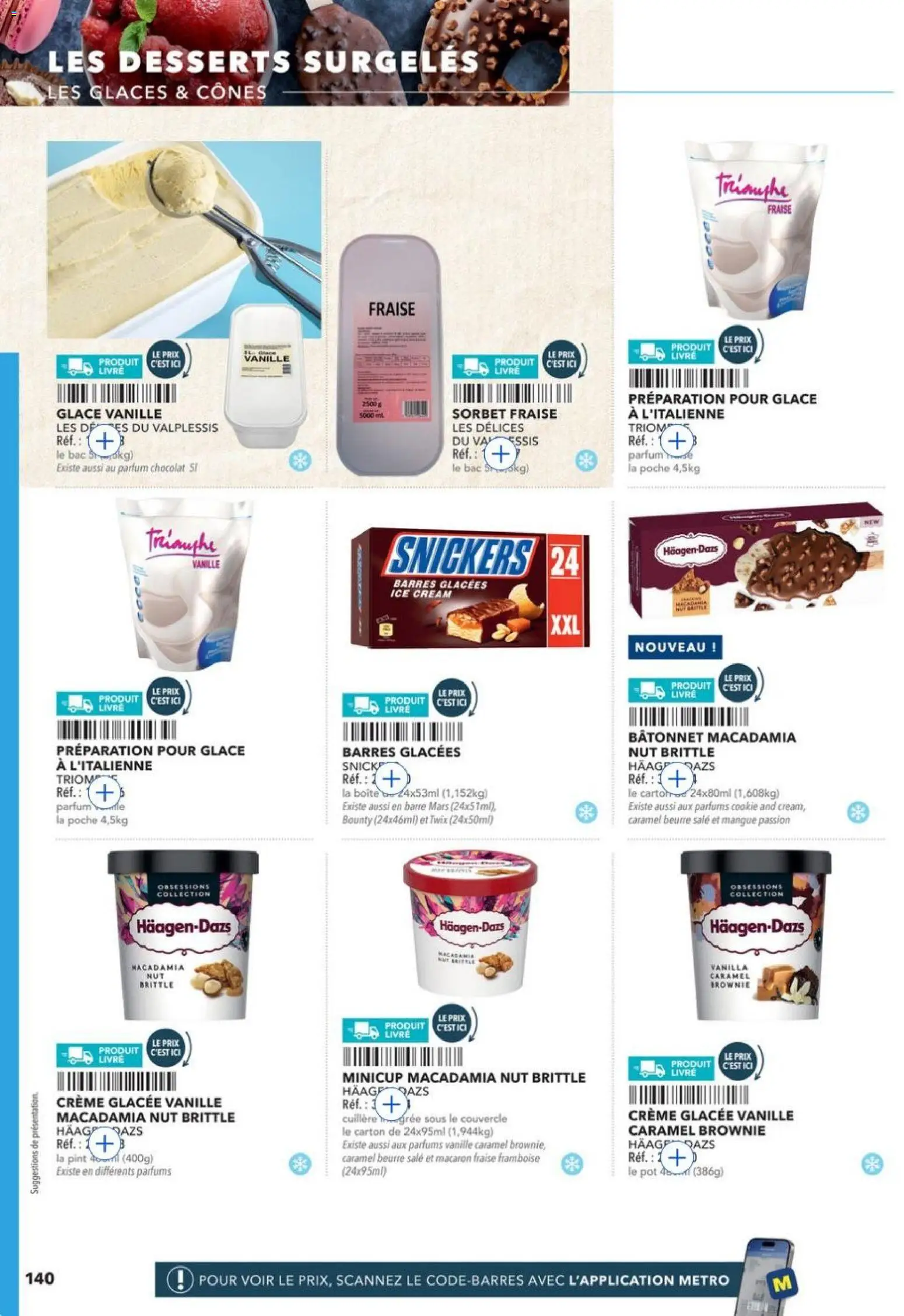 {H1} | Page: 140 | Produits: Glaces, Cônes, Beurre, Crème