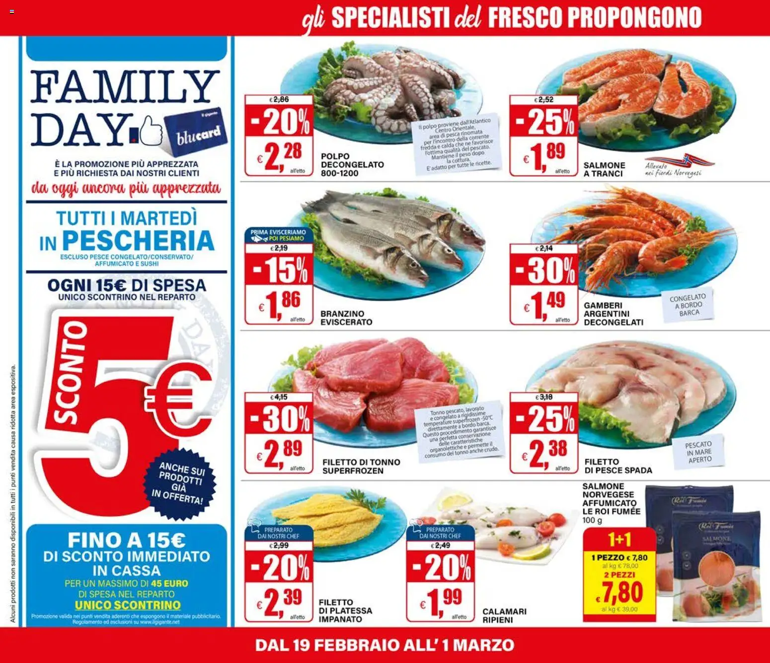 Volantino Il Gigante del 19.02.2026 | Pagina: 24 | Prodotti: Polpo, Calamari, Pesca, Tonno