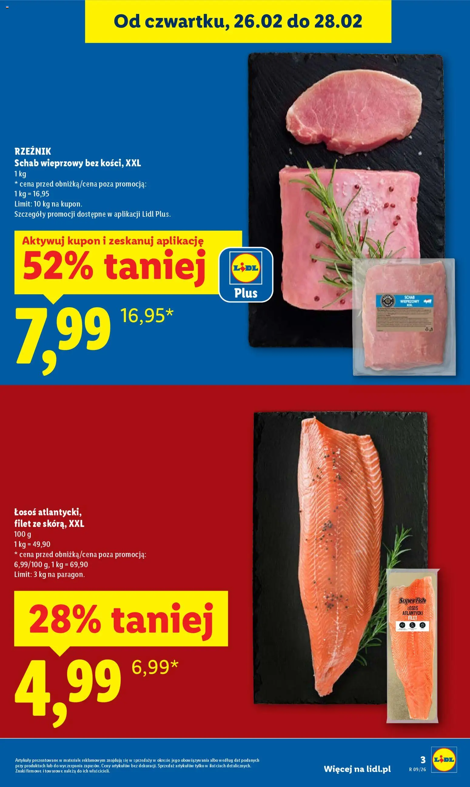 Lidl Gazetka od 26.02.2026 | Strona: 3 | Produkty: Schab, Łosoś atlantycki, Schab wieprzowy, Łosoś