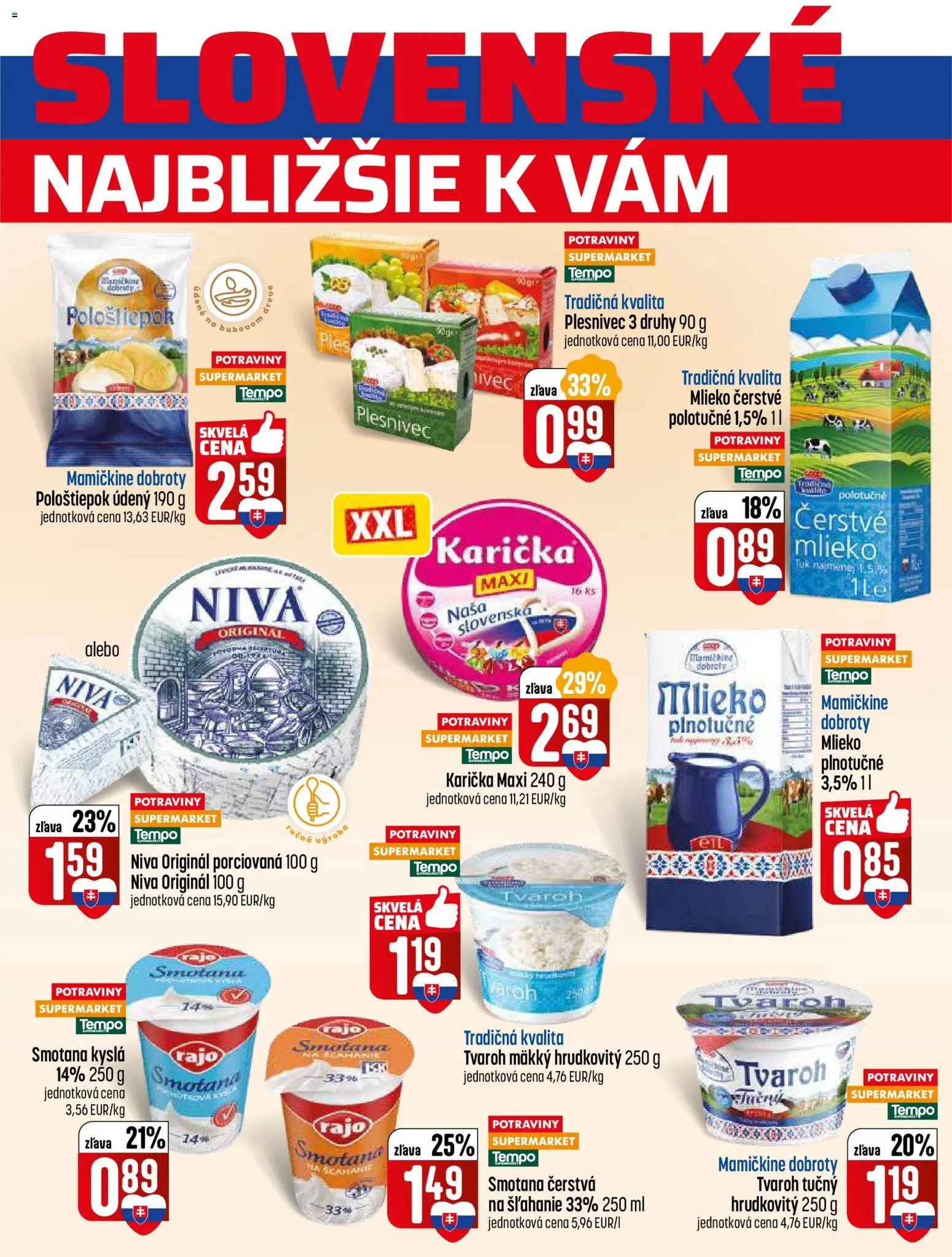 Nové COOP Jednota akcie – leták je platný od 22.01.2026 | Strana: 5 | Produkty: Mlieko, Smotana, Tvaroh