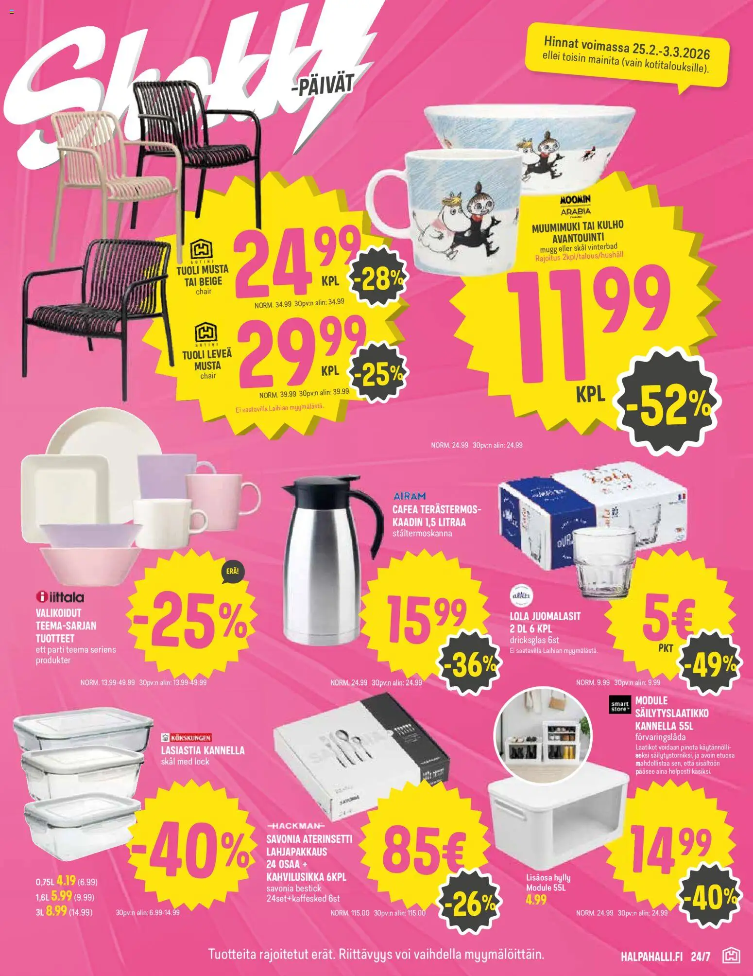 Halpa Halli tarjoukset – voimassa 25.02.2026 alkaen | Sivu: 9 | Tuotteet: Hylly, Tuoli, Voi