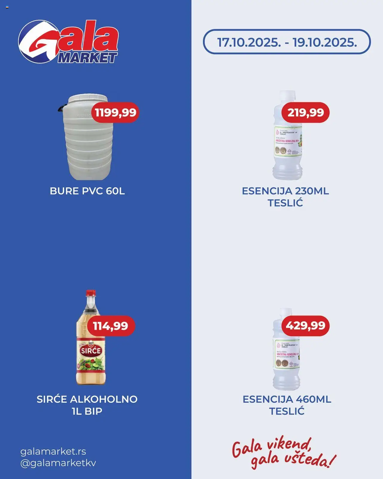 Gala MARKET katalog - važi od 17.10.2025 | Strana: 2 | Proizvode: Bure, Sirće