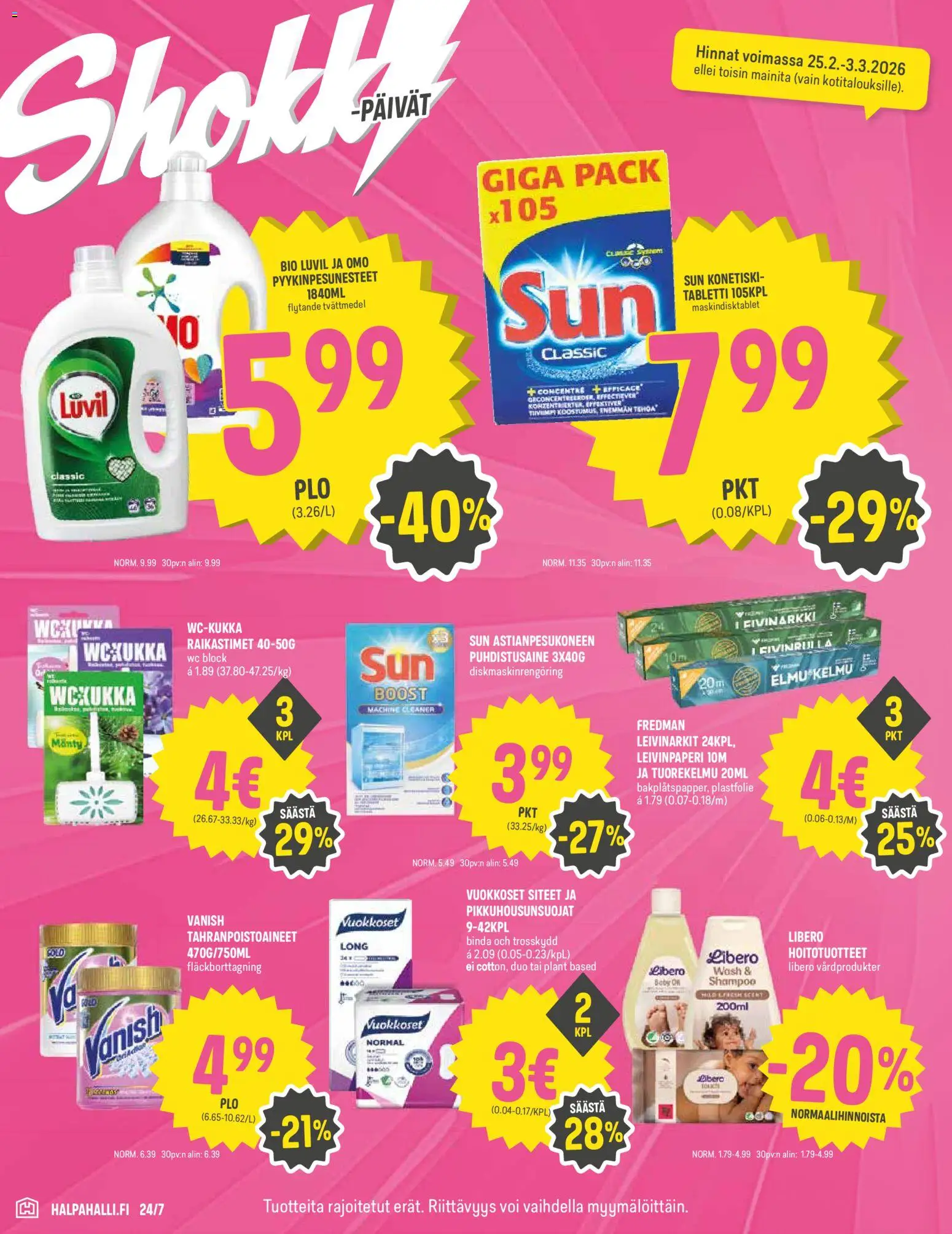 Halpa Halli tarjoukset – voimassa 25.02.2026 alkaen | Sivu: 6 | Tuotteet: Leivinpaperi, WC, Voi, Puhdistusaine