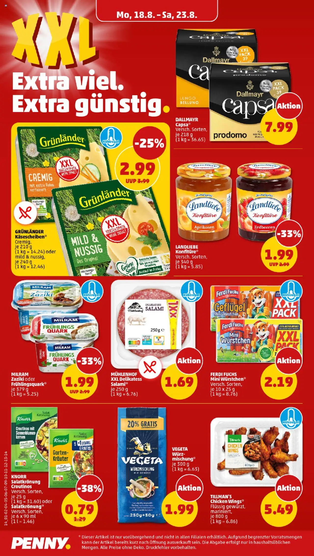 Penny Prospekt 	 - gültig ab dem 18.08.2025 | Seite: 14 | Produkte: Quark, Knorr, Salami, Salat
