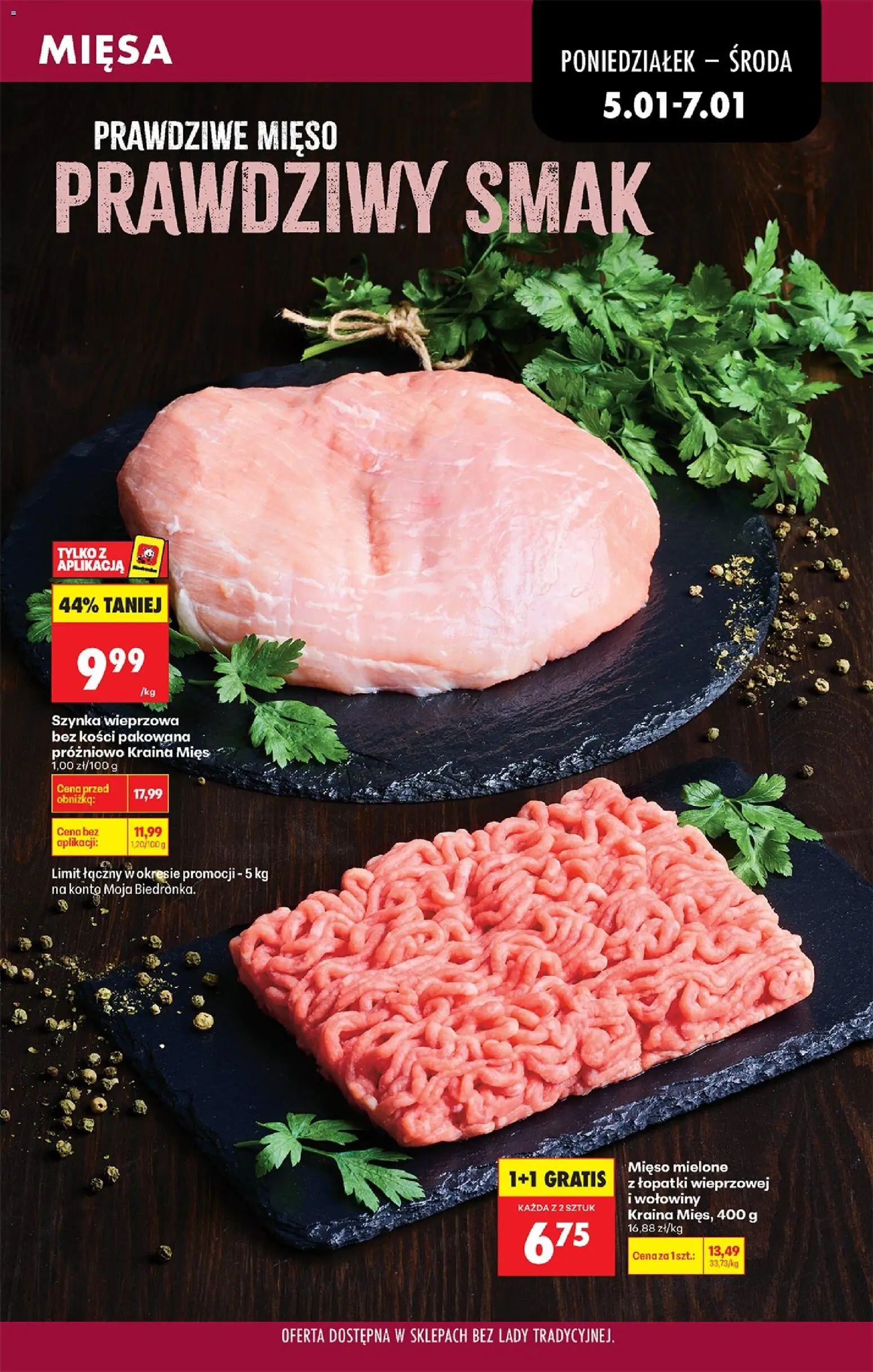 Biedronka gazetka od 05.01.2026 | Strona: 31 | Produkty: Mięso, Kraina mięs, Mięso mielone, Szynka