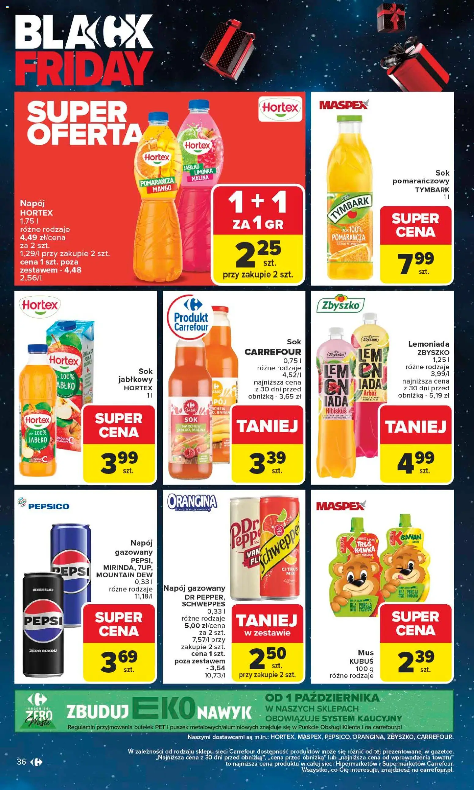 Carrefour Black Friday od 24.11.2025 | Strona: 36 | Produkty: Limonka, Pepsi, Sok, Banan