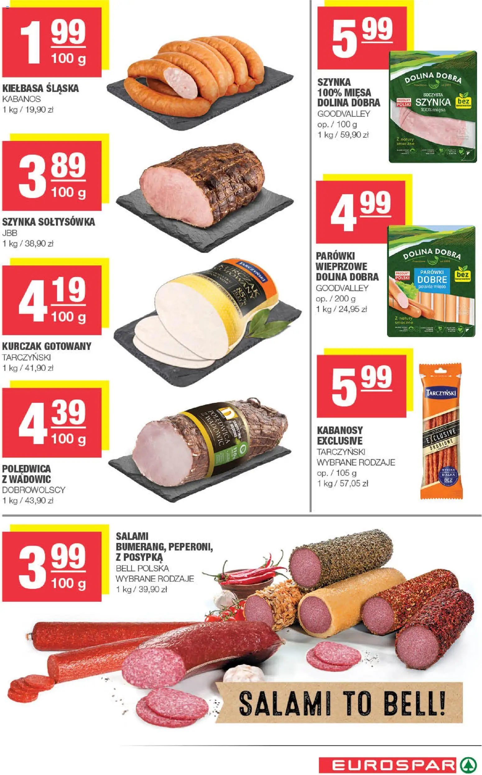 Spar Gazetka - Eurospar od 19.11.2025 | Strona: 7 | Produkty: Kiełbasa, Bell, Szynka, Kiełbasa śląska
