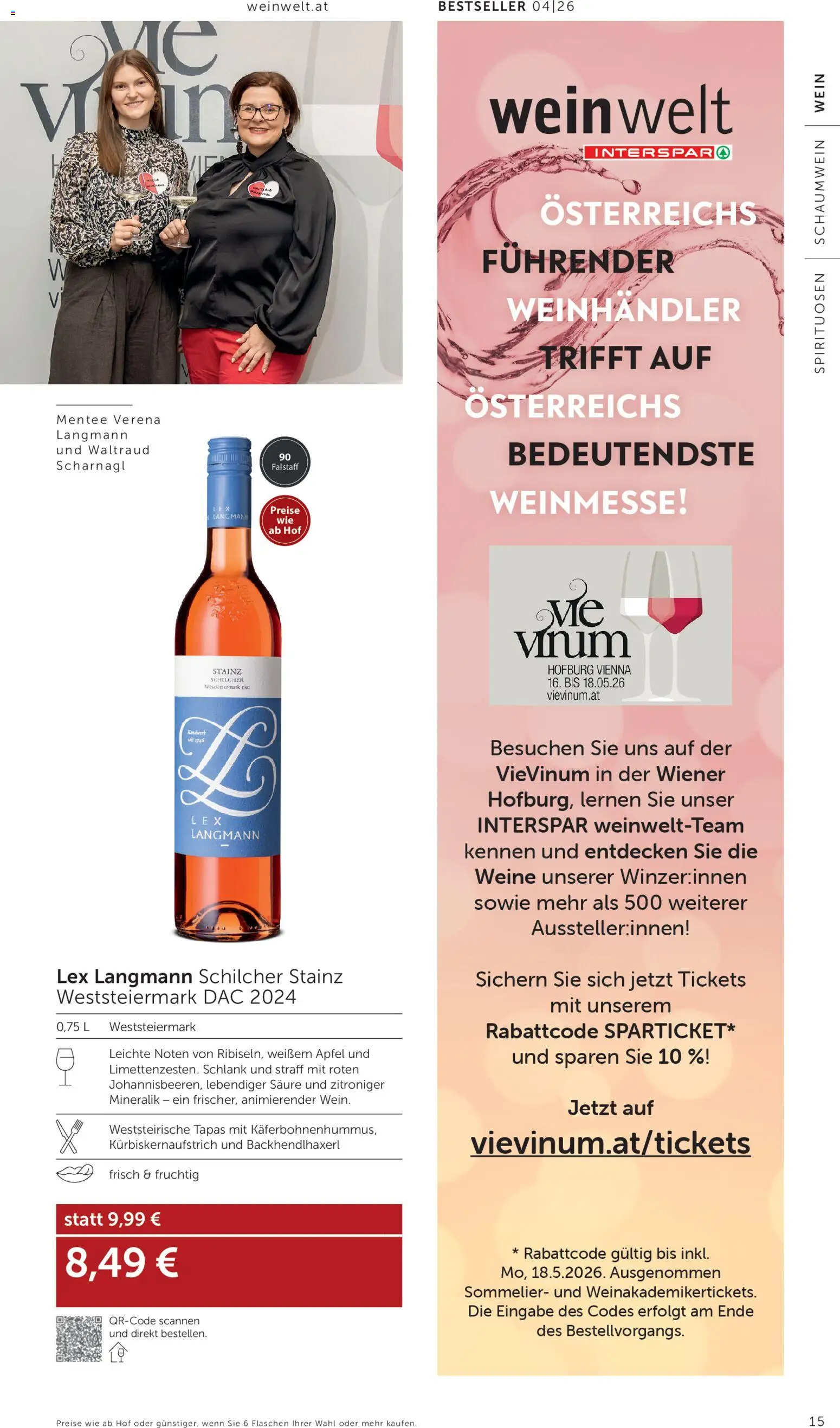 Interspar Wein Welt gültig ab 31.03.2026 | Seite: 15 | Produkte: Wein, Äpfel