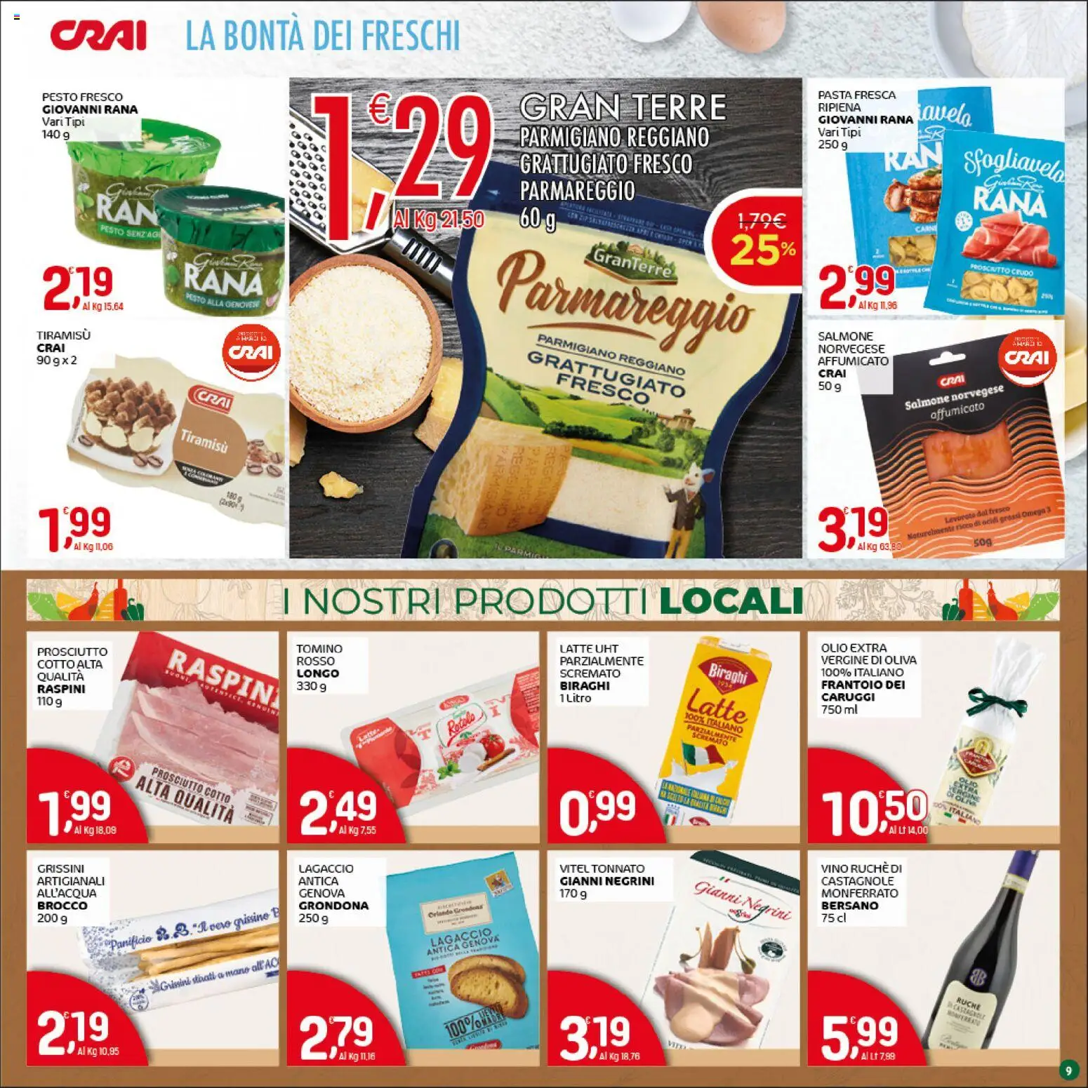 Volantino CRAI del 26.03.2026 | Pagina: 9 | Prodotti: Prosciutto Crudo, Prosciutto Cotto, Salmone, Pasta