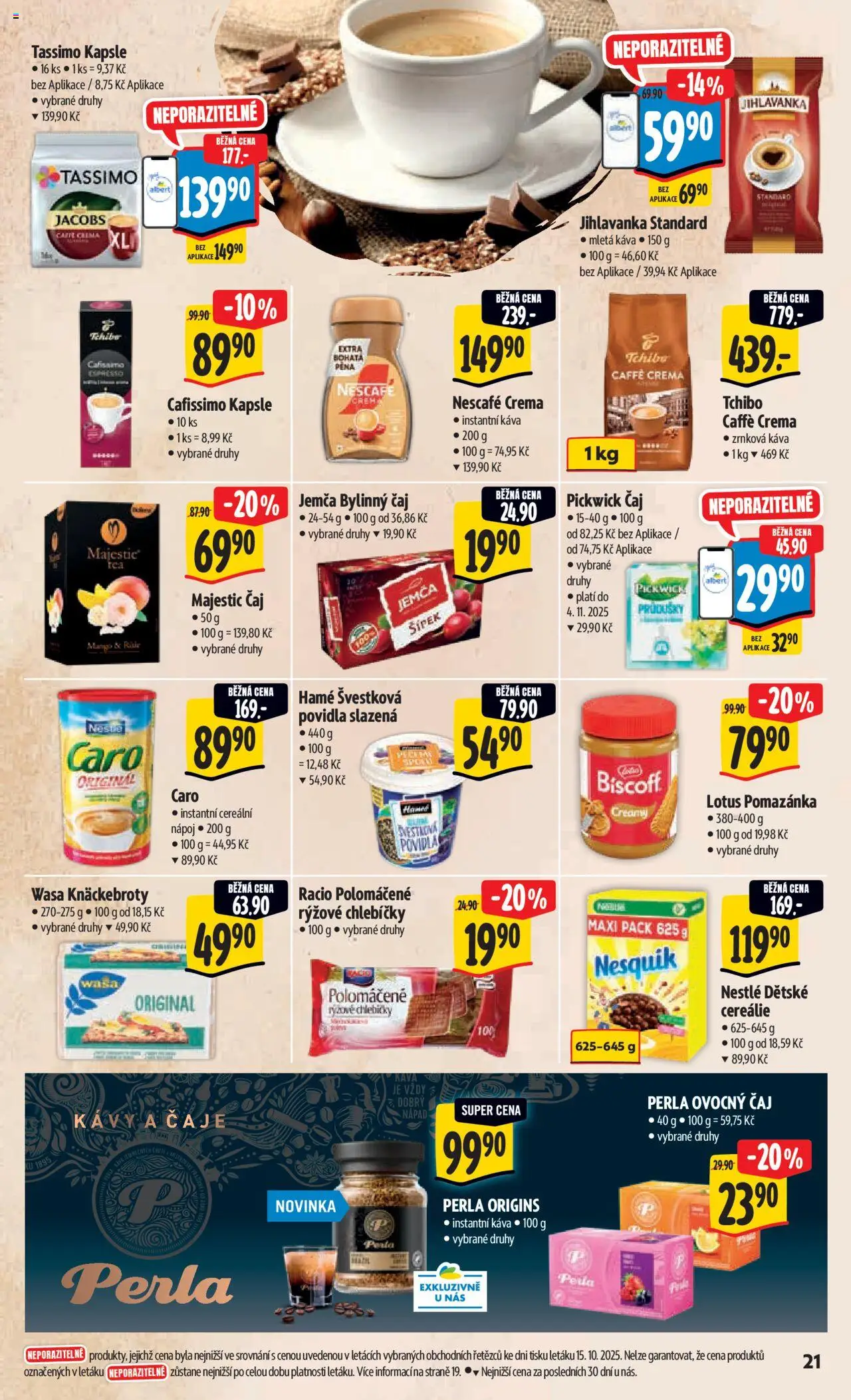Albert leták - Hypermarket od 22.10.2025 | Strana: 30 | Produkty: Čaj, Instantní káva, Crema, Cafissimo kapsle