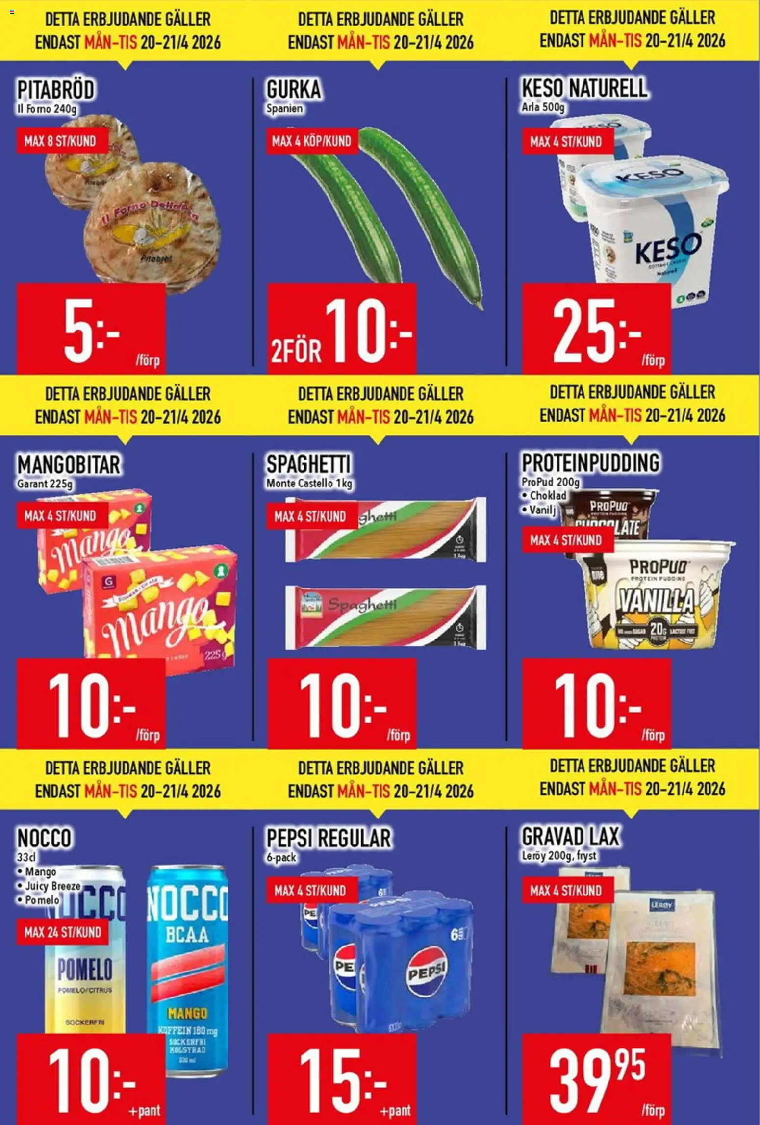 Matdax reklamblad aktuell från 20.04.2026 | Sida: 2 | Produkter: Proteinpudding, Pitabröd, Keso, Gurka