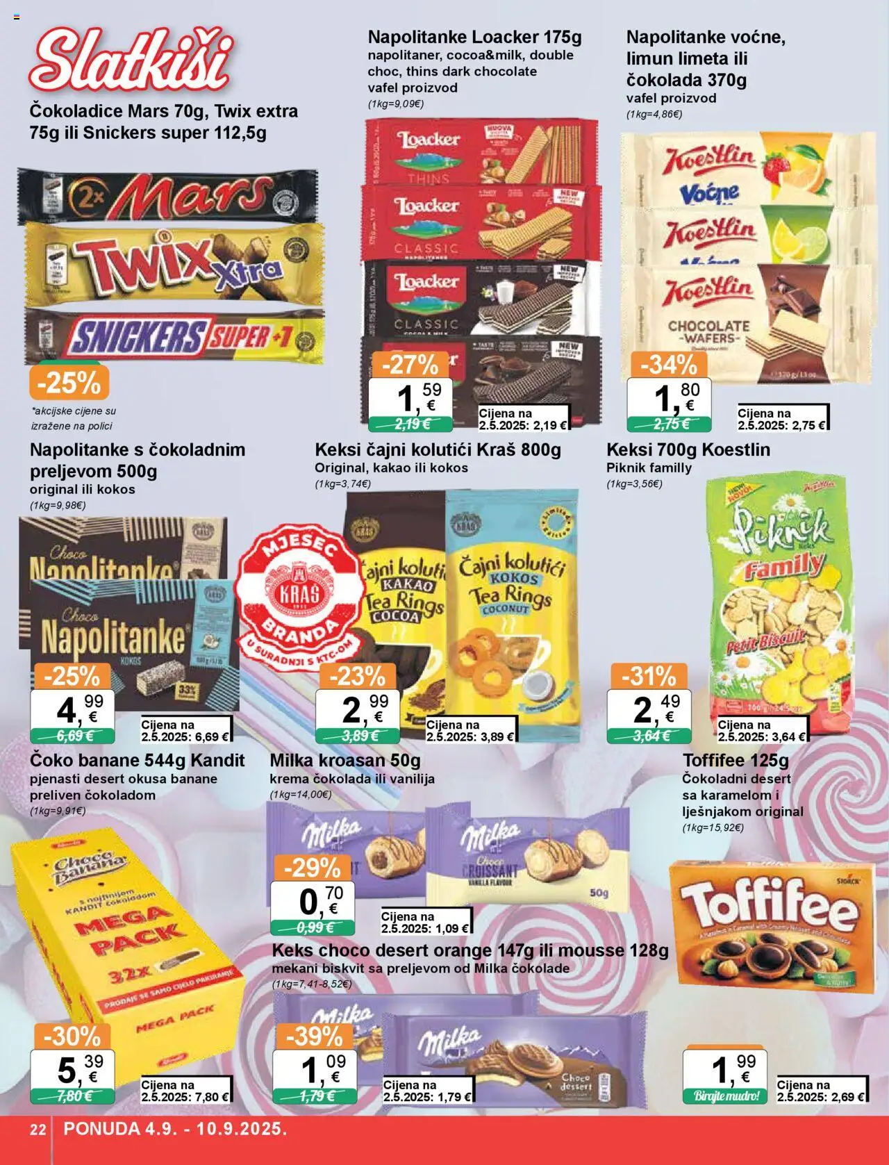 KTC katalog | vrijedi od 04.09.2025 | Stranica: 22 | Proizvodi: Čajni kolutići, Banane, Napolitanke, Limun