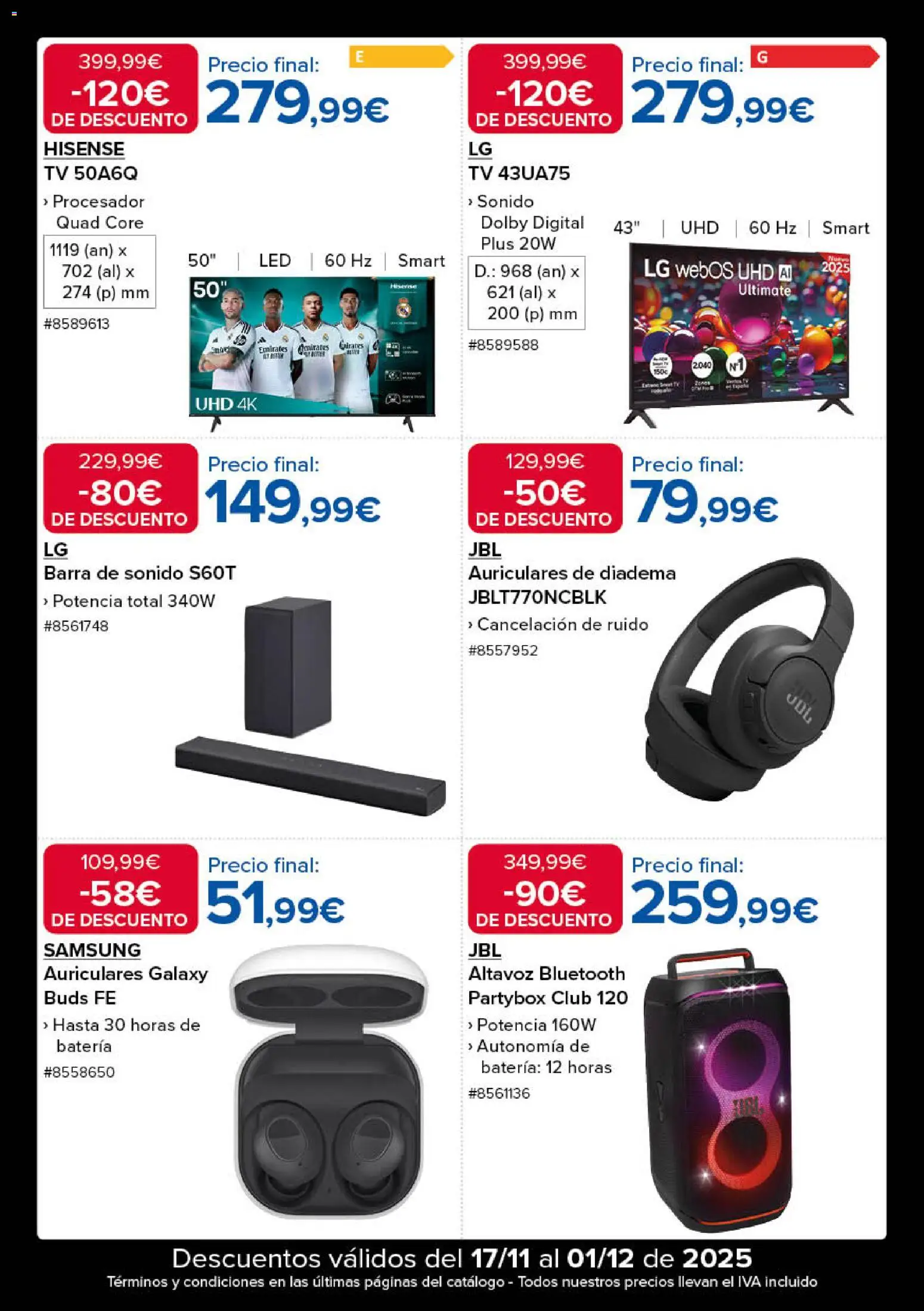 Costco Black Friday │ válido desde el 17.11.2025 | Página: 4 | Productos: Καλαμάρι, Auriculares, Altavoz, Batería