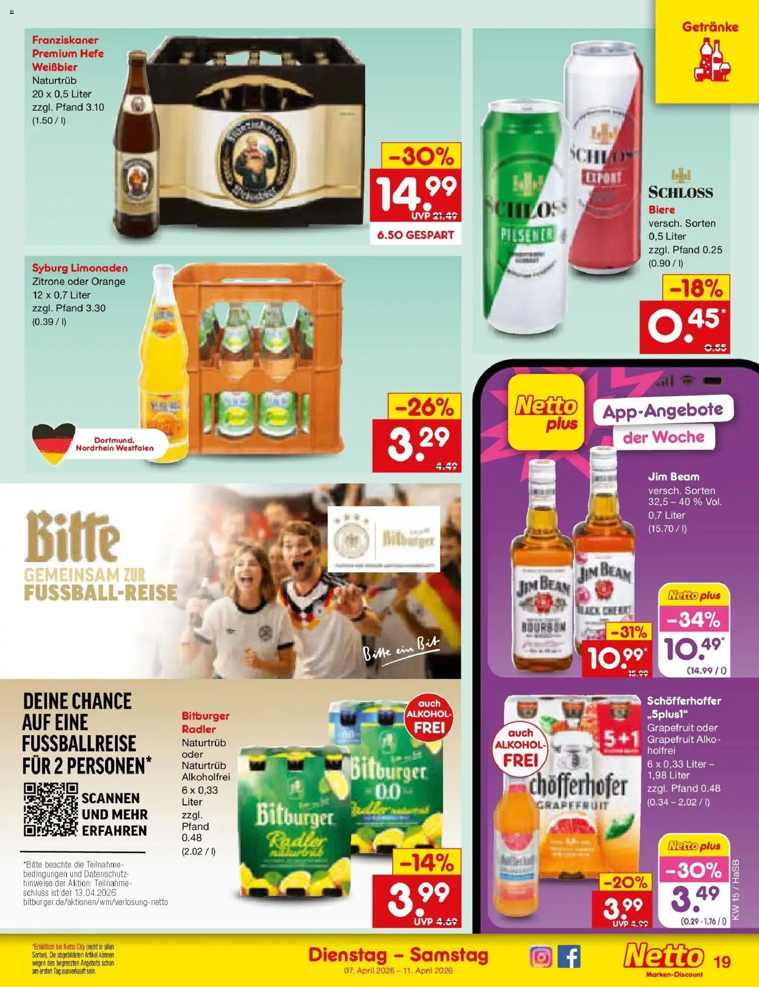 Netto Marken-Discount Prospekt Wuppertal	 – gültig ab 07.04.2026 | Seite: 21 | Produkte: Bitburger, Radler, Zitrone, Bourbon