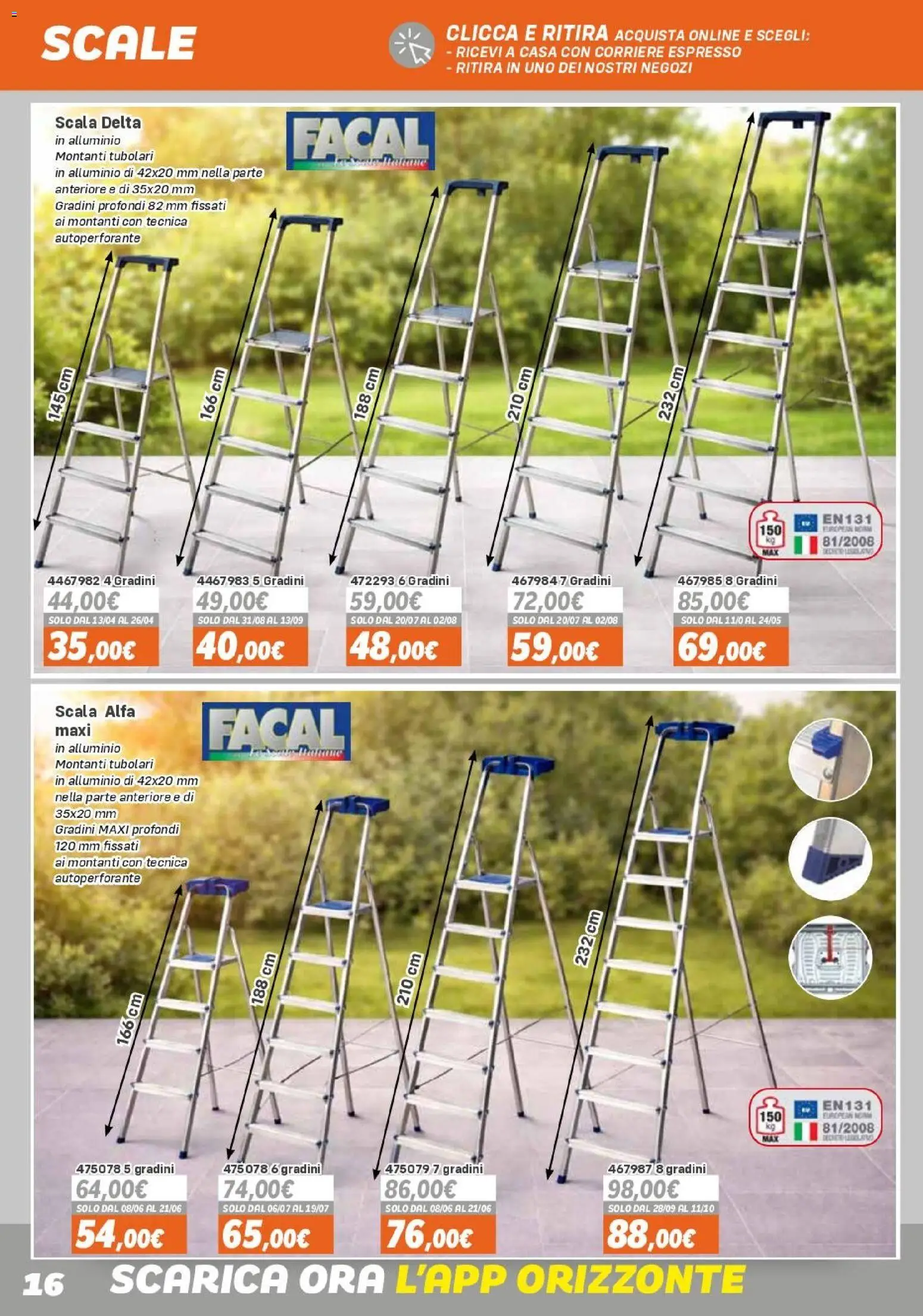 Volantino Orizzonte del 15.04.2026 | Pagina: 16 | Prodotti: Scala, Alluminio
