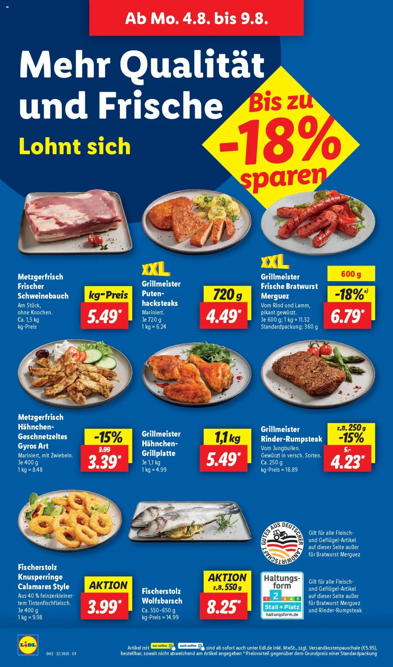 Lidl Prospekt Grimma - gültig ab dem 04.08.2025 | Seite: 10 | Produkte: Hahnchen, Bratwurst, Gyros, Fleisch