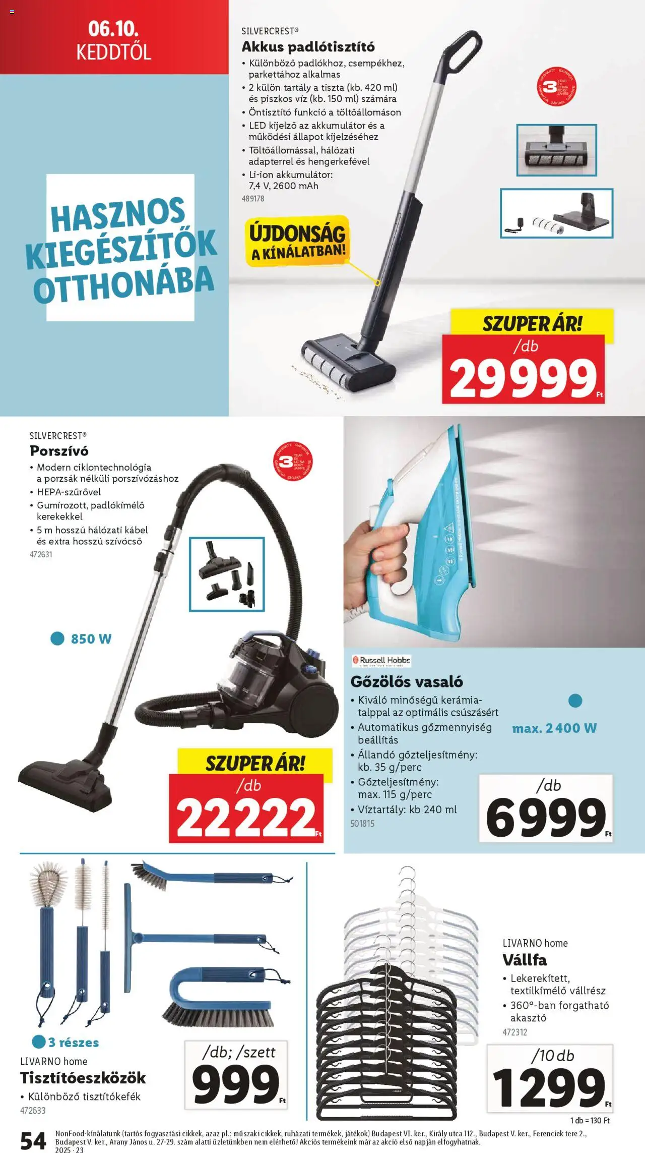 Lidl akciós ujság - amely érvényes a következő dátumtól: 05.06.2025 | Oldal: 54 | Termékek: Porszívó, Vasaló, Játékok, Akkumulátor