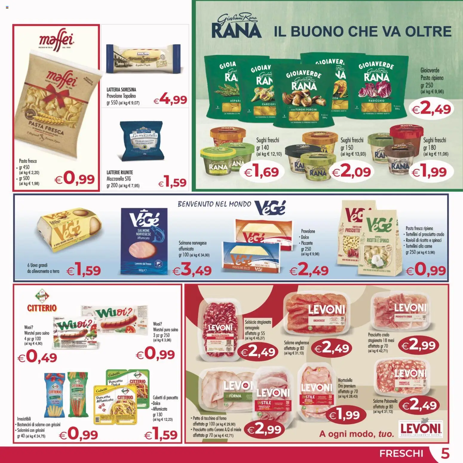 Volantino MerSi Supermercati del 05.11.2025 | Pagina: 5 | Prodotti: Salame, Suino, Mozzarella, Terra
