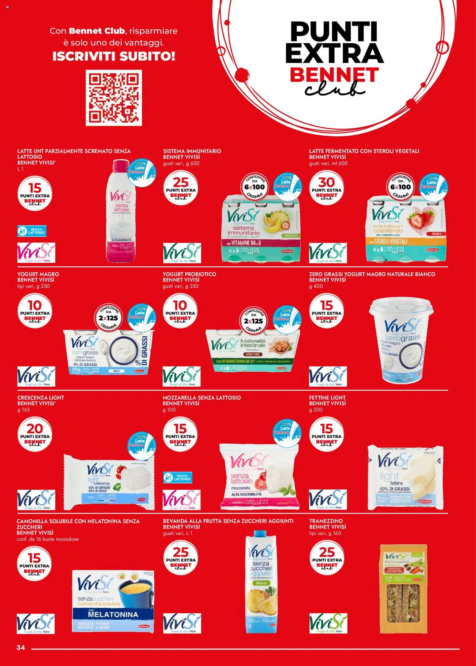 Volantino bennet del 29.01.2026 | Pagina: 34 | Prodotti: Mozzarella senza lattosio, Frutta, Latte, Crescenza