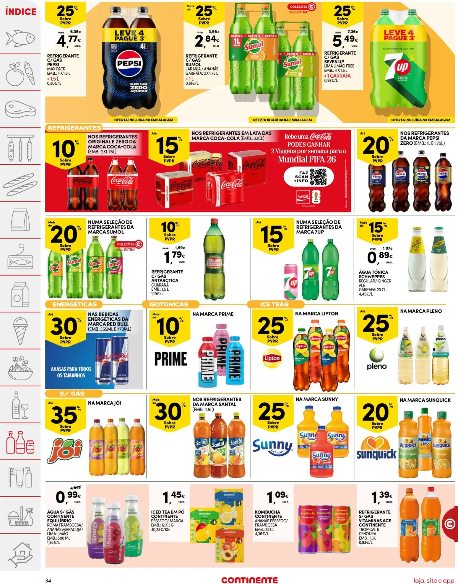 Continente folheto │ válido de 27.01.2026 | Página: 34 | Produtos: Agua, Refrigerante, Kombucha, Coca-cola