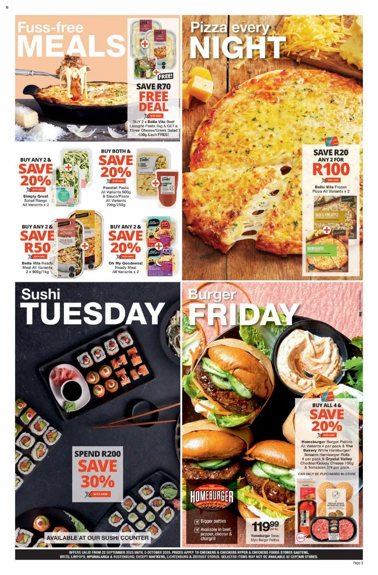 New Checkers catalogue – valid from 22.09.2025 | Page: 3 | Products: Buns, Ham, Pineapple, Salad