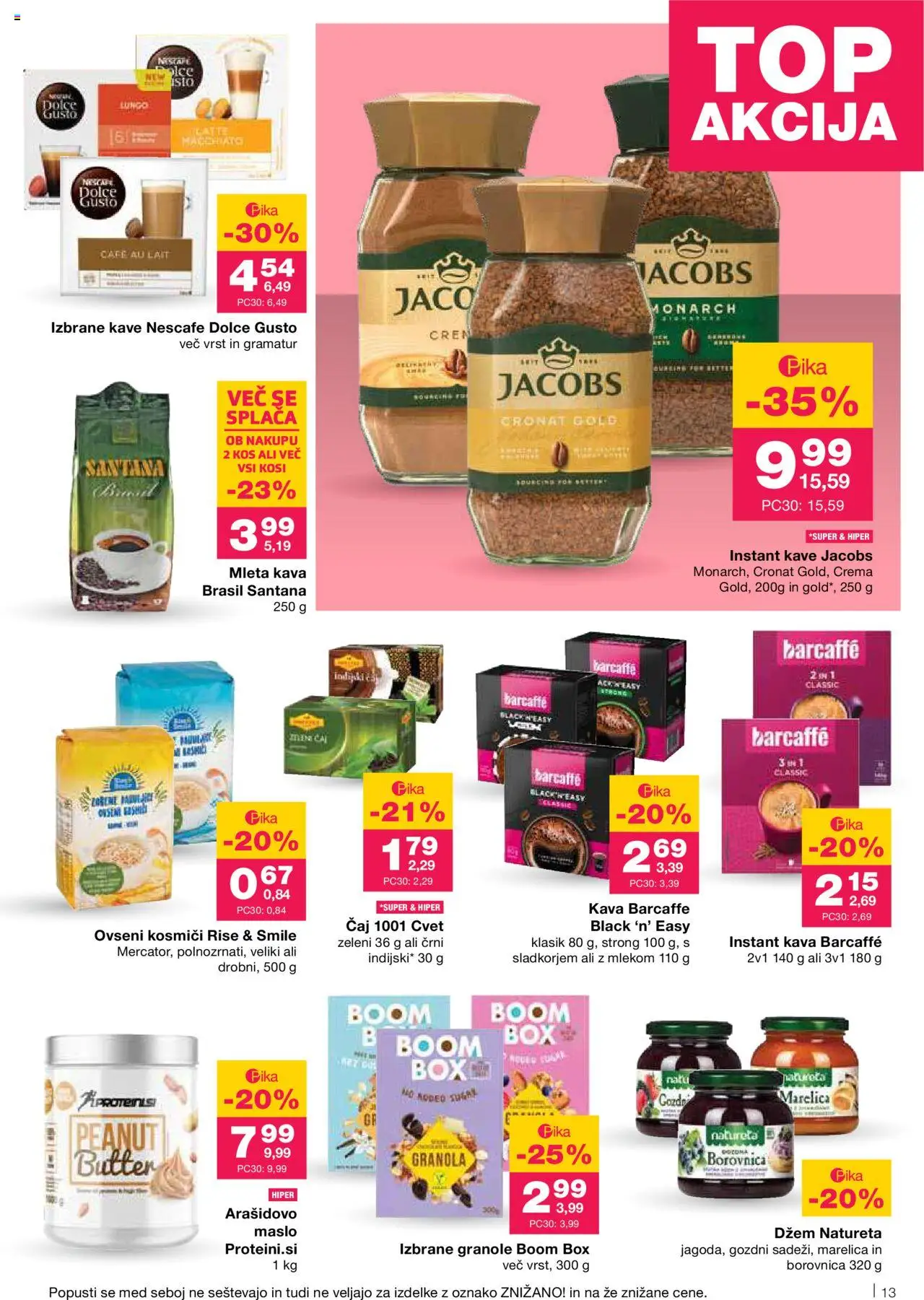 Mercator katalog │ velja od 14.08.2025 | Stran: 13 | Izdelki: Arašidovo maslo, Kava, Caj, Kosmici