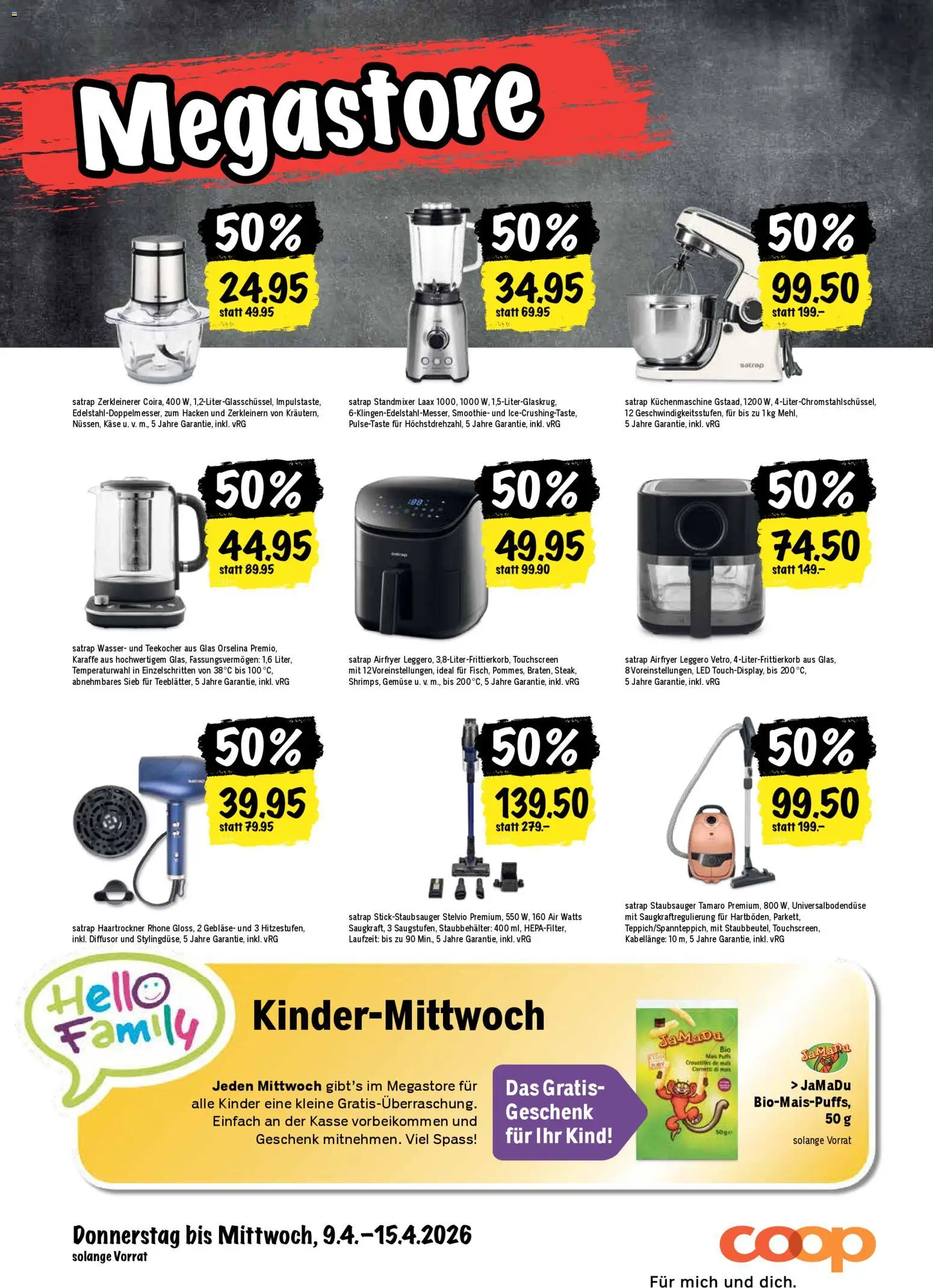 Coop aktionen – gültig ab 09.04.2026 | Seite: 24 | Produkte: Haartrockner, Käse, Wasser, Staubsauger