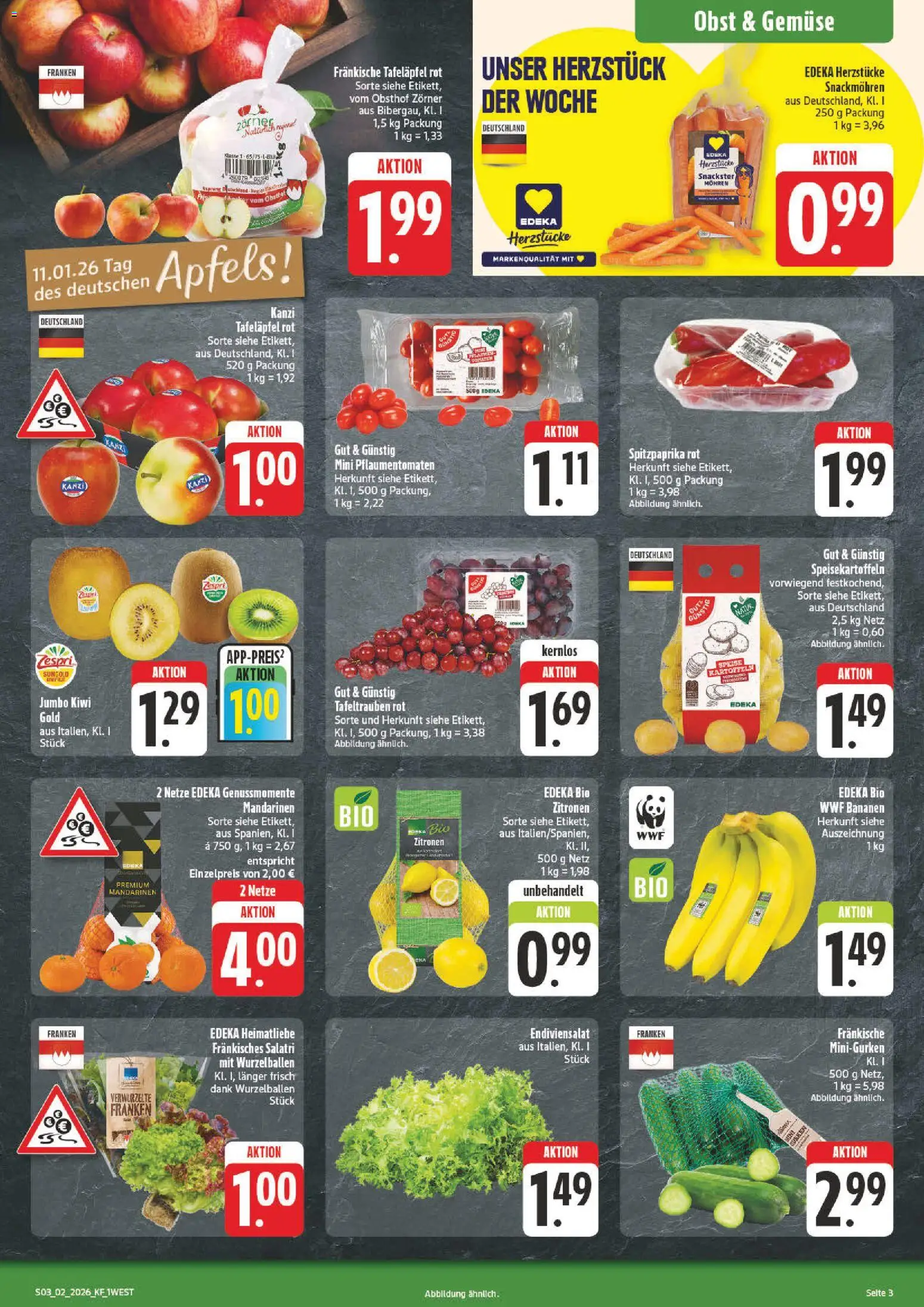 nah & gut Prospekt 	 – gültig ab 05.01.2026 | Seite: 3 | Produkte: Bananen, Mandarinen, Gemüse, Zitronen