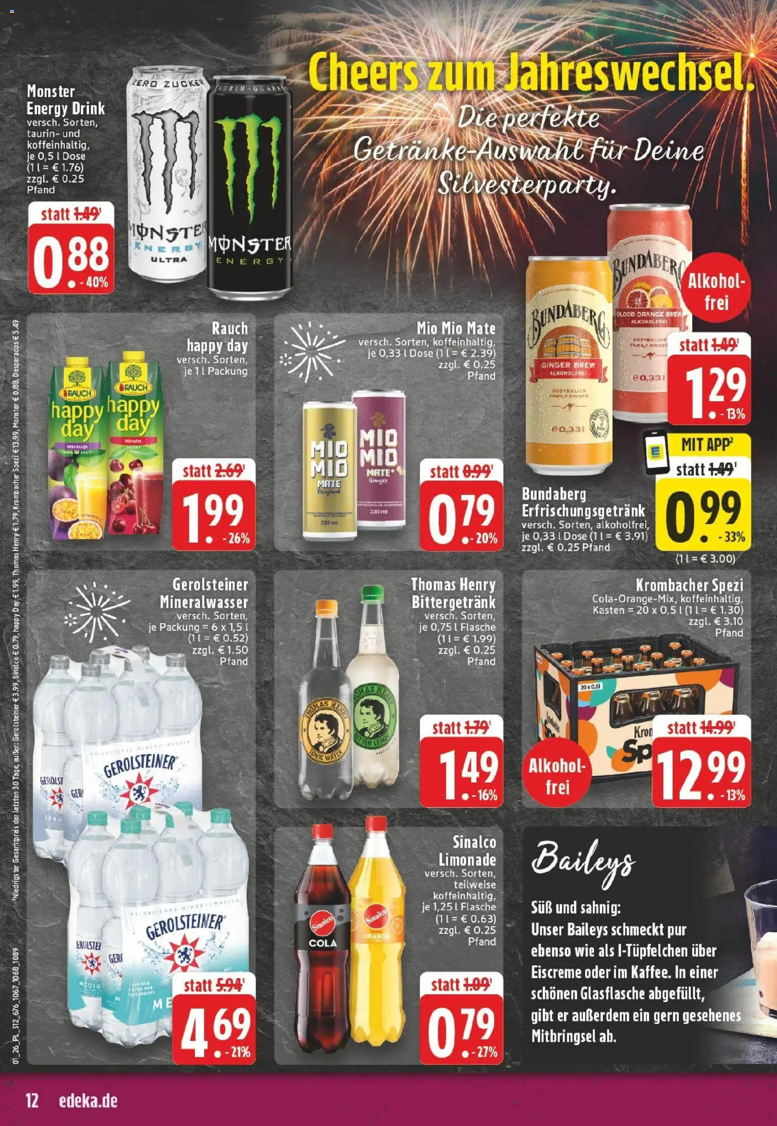 Edeka prospekt Linnich	 – gültig ab 28.12.2025 | Seite: 12 | Produkte: Eiscreme, Zucker, Desperados, Baileys