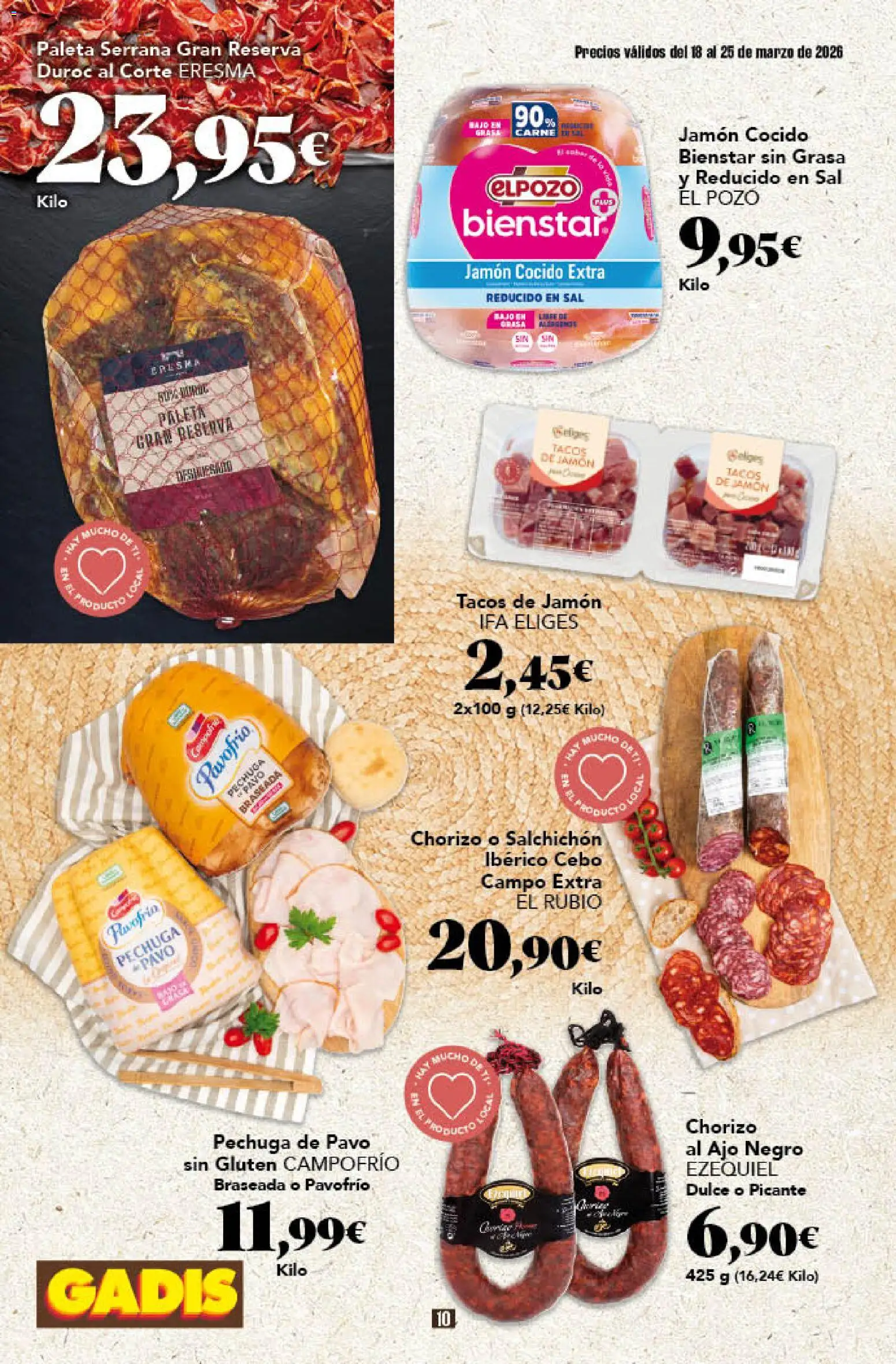 Gadis - folleto │ válido desde el 18.03.2026 | Página: 10 | Productos: Jamón, Jamón cocido, Tacos