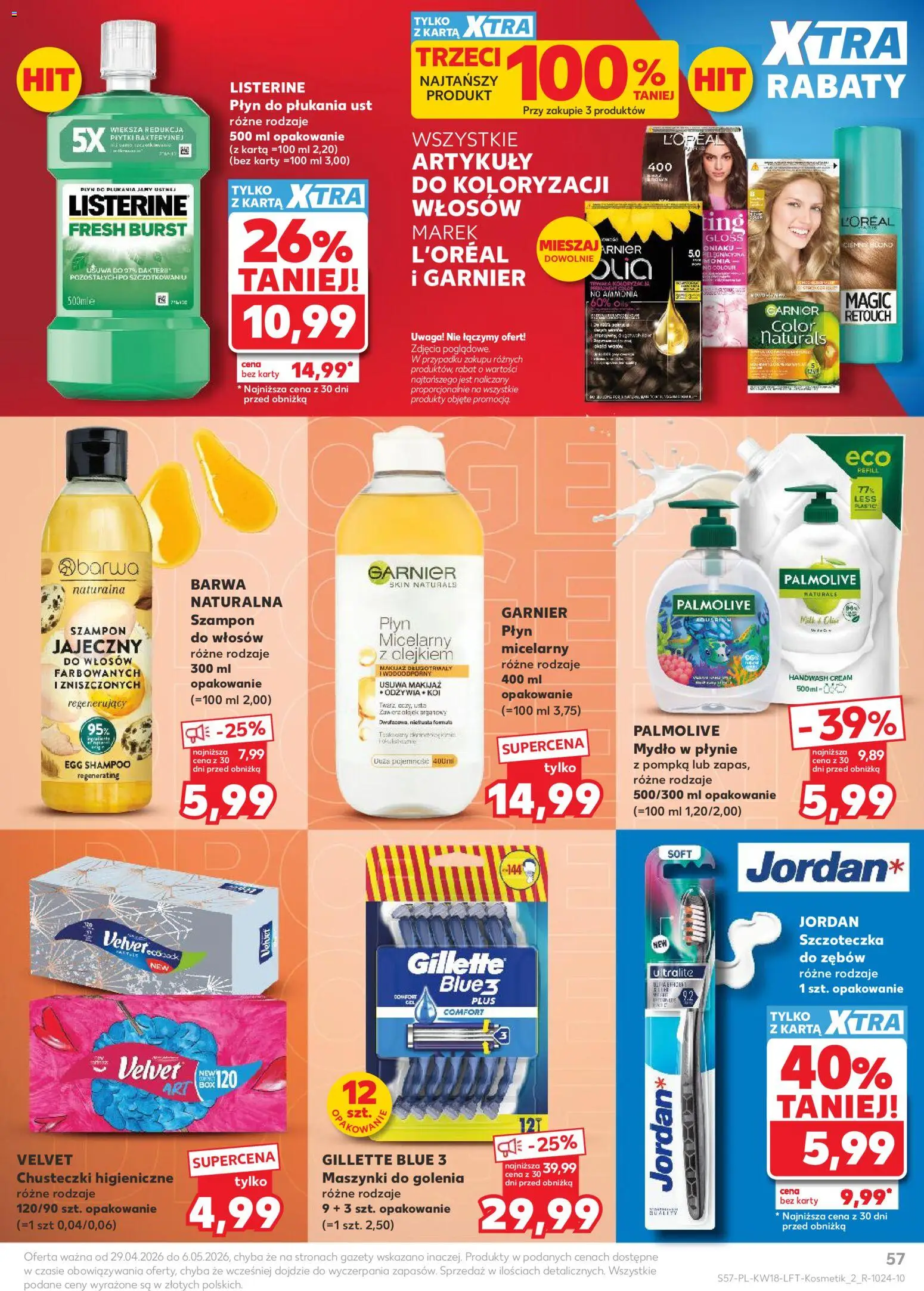 Kaufland gazetka od 29.04.2026 | Strona: 57 | Produkty: Gillette, Mydło w płynie, Chusteczki higieniczne, Maszynki do golenia