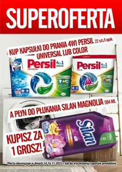 Pogląd oferty "Prim Market Promocja - Kup Kapsułki Do Prania Persil A Płyn Do Płukania Silan Kupisz Za 1 Grosz" - ważna od 14.11.2025