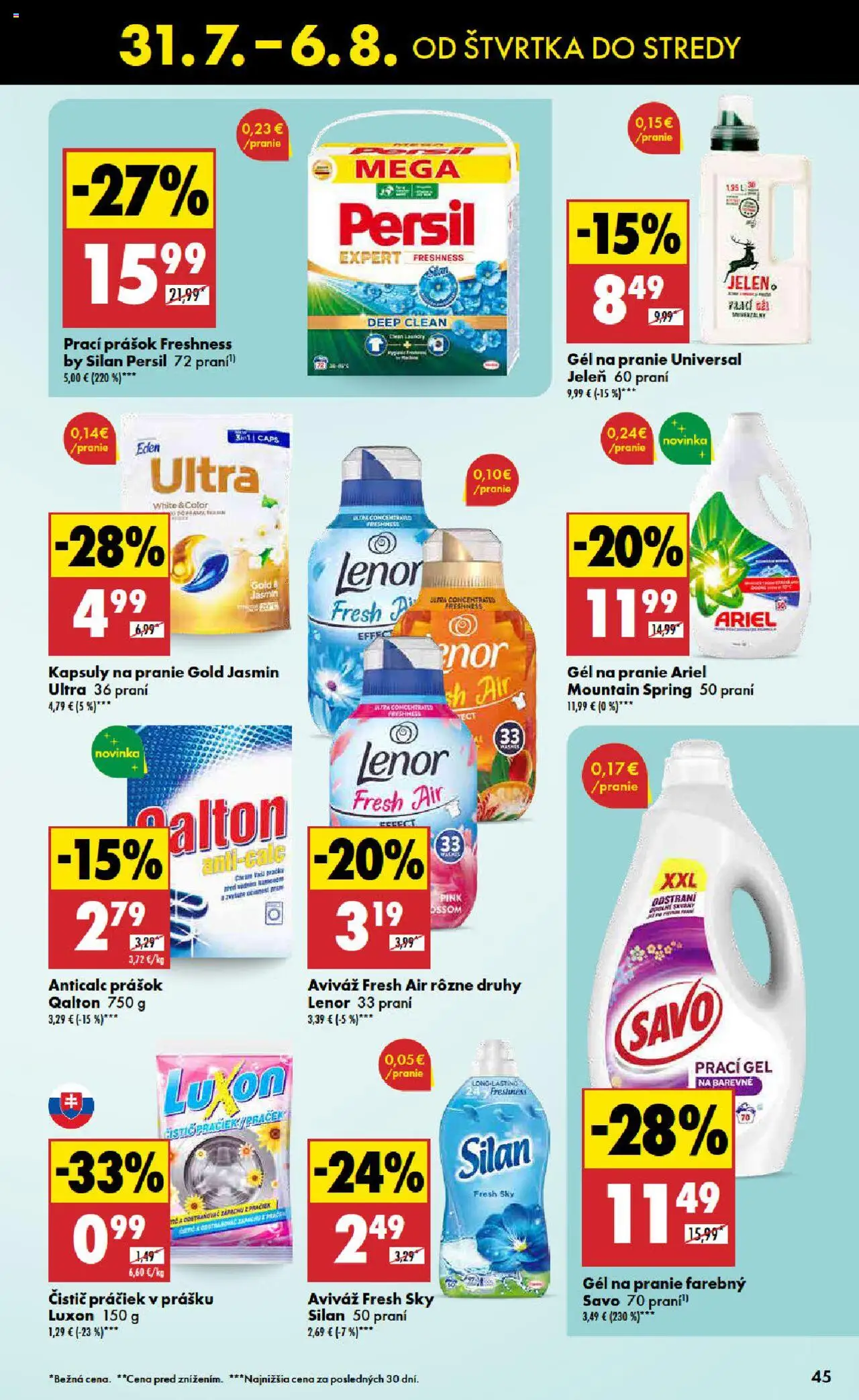 Biedronka leták │ platný od 31.07.2025 | Strana: 45 | Produkty: Persil, Savo, Aviváž, Lenor